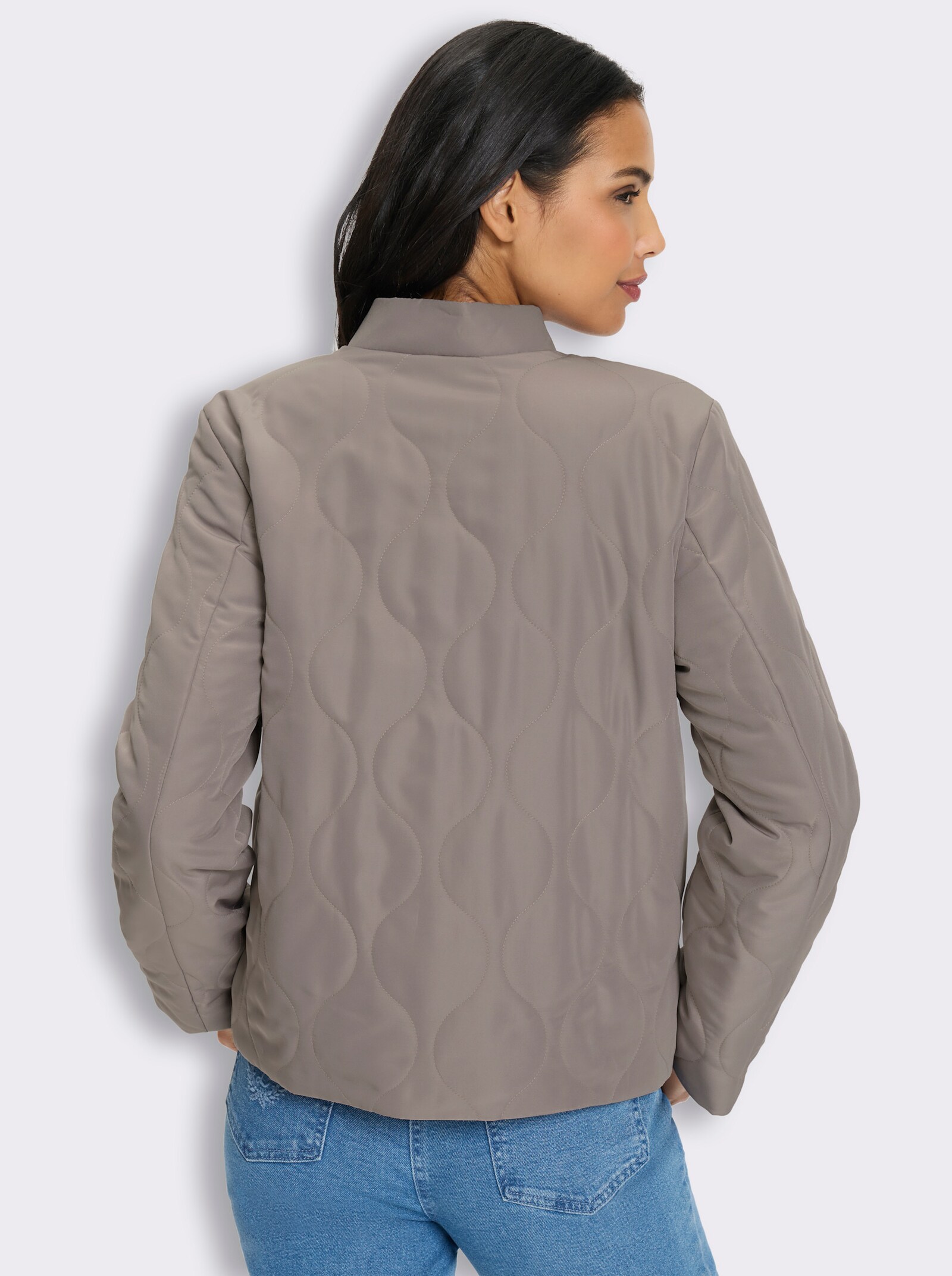 Steppjacke mit Baseball-Kragen - taupe