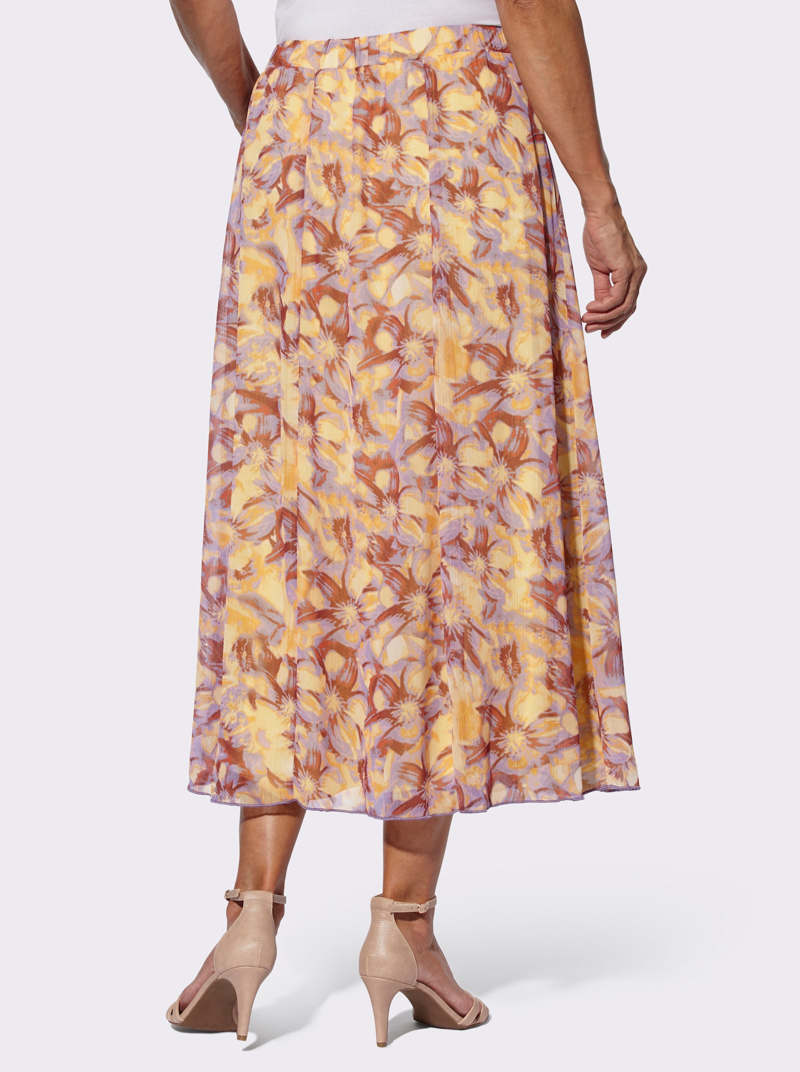 Bahnenrock mit blickdichtem Futter - zitrone-gelb-bedruckt