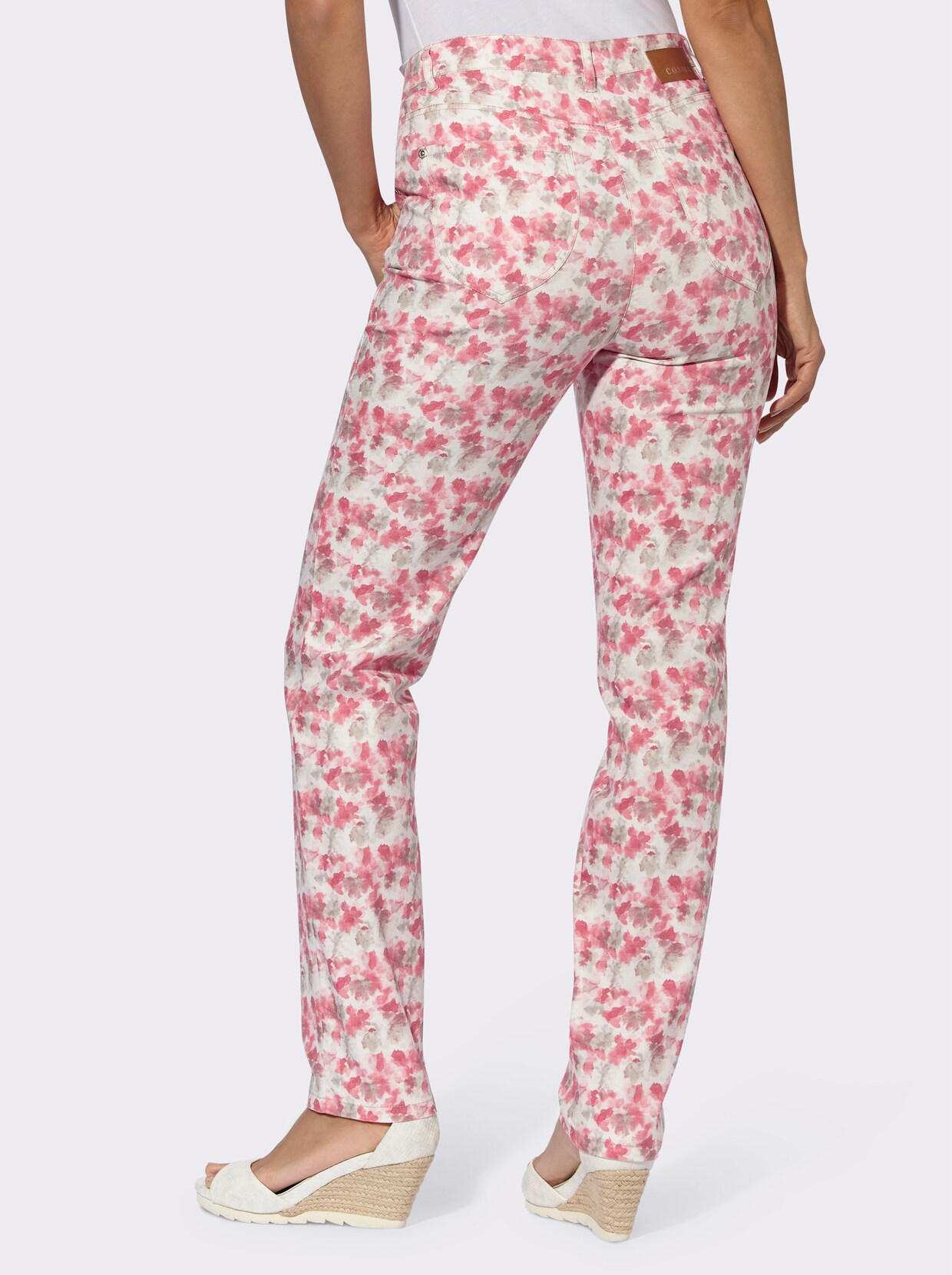 Cosma Druckhose - flamingo-ecru-bedruckt