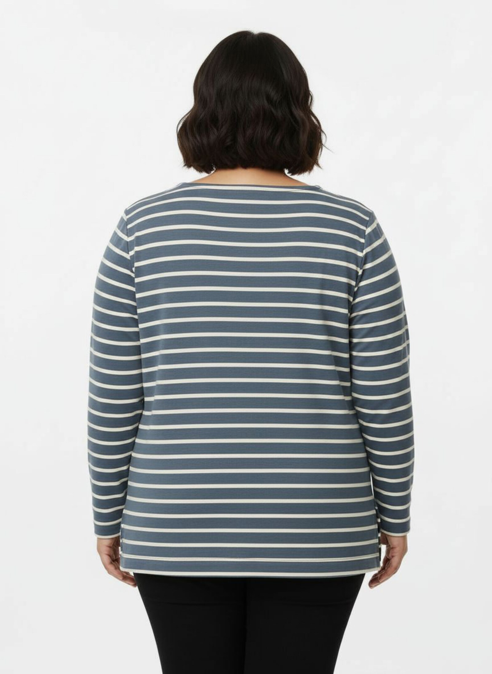 Sweatshirt im Ringel-Dessin - rauchblau-ecru-geringelt