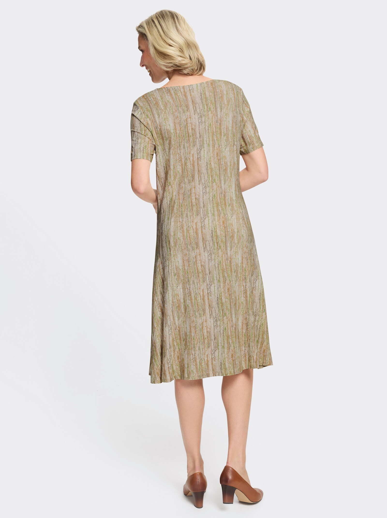 Jerseykleid in Viskose-Qualität - champagner-taupe-bedruckt