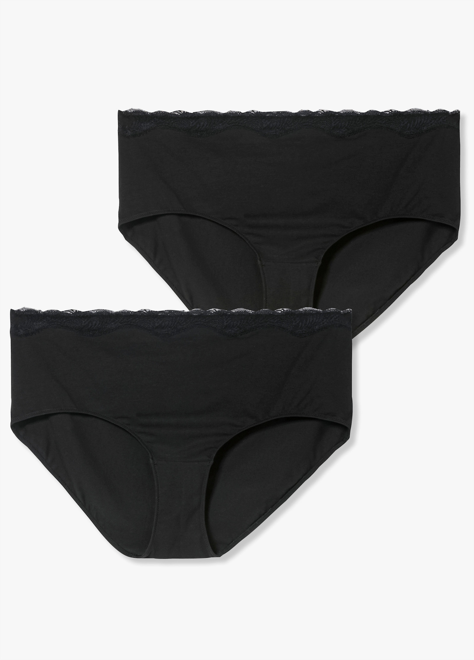 sheego Slip mit Spitzenkante, im Doppelpack - schwarz + schwarz