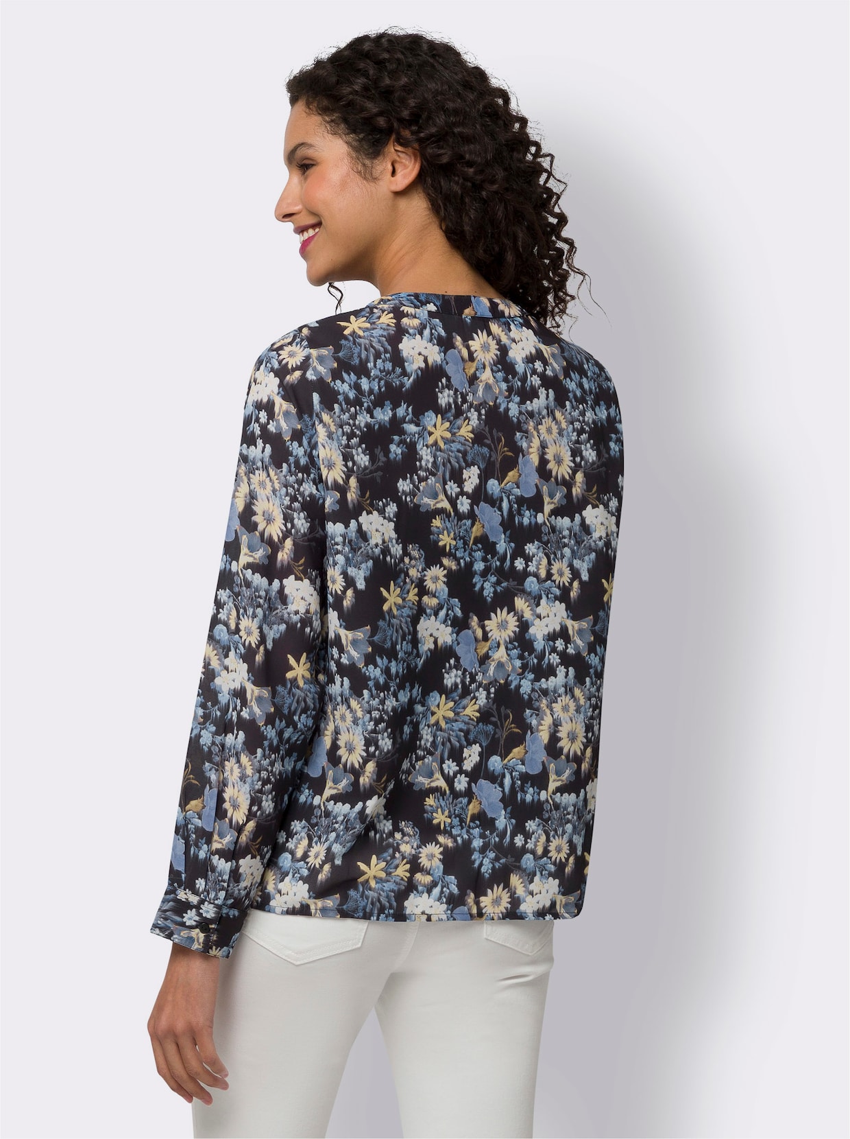 heine Blouse met print - Zwart/lichtblauw bedrukt