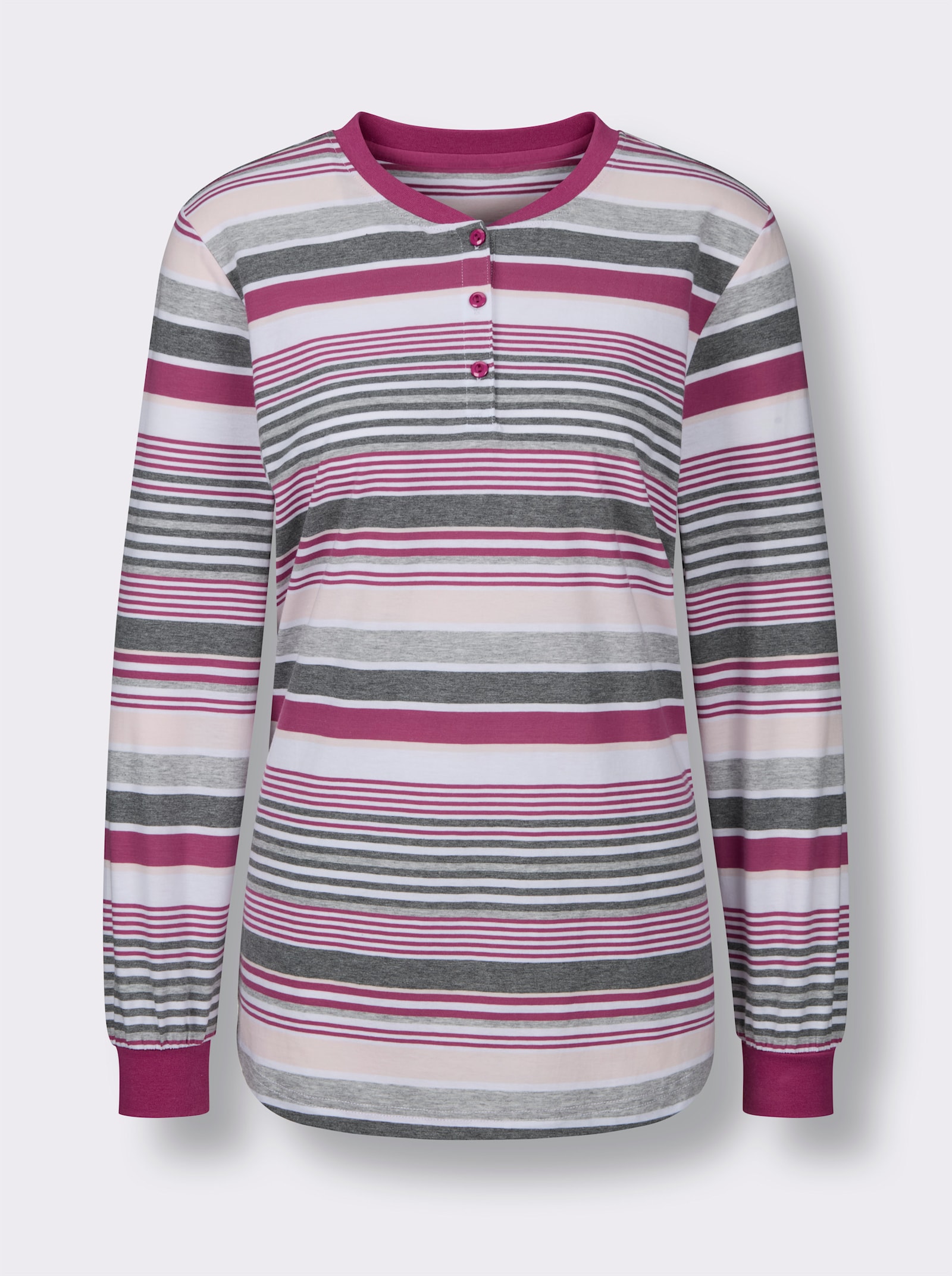 wäschepur Schlafanzug in 2 Qualitäten erhältlich - erika-grau-geringelt