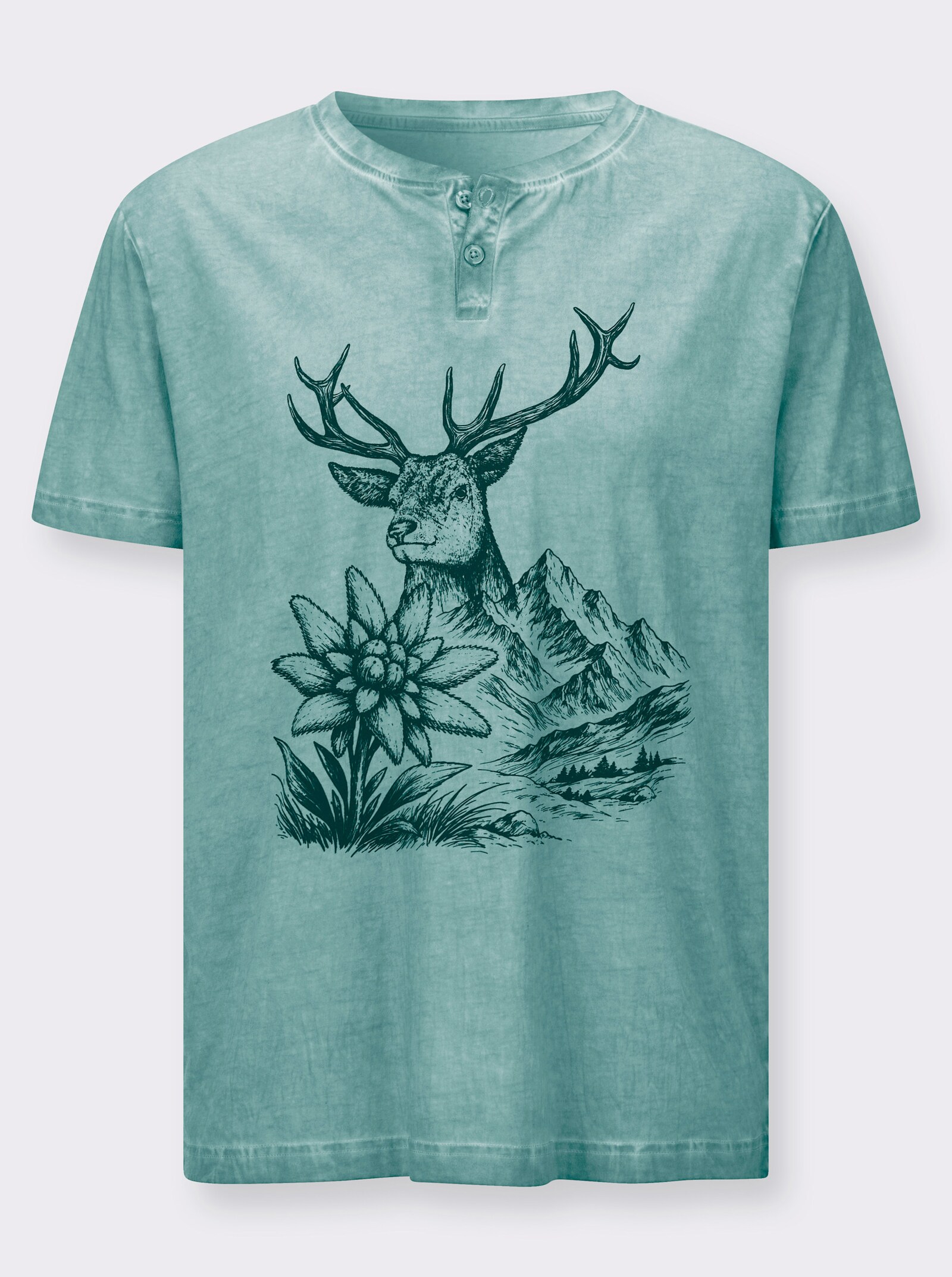 Trachtenshirt in Oil-dyed-Färbung - jade