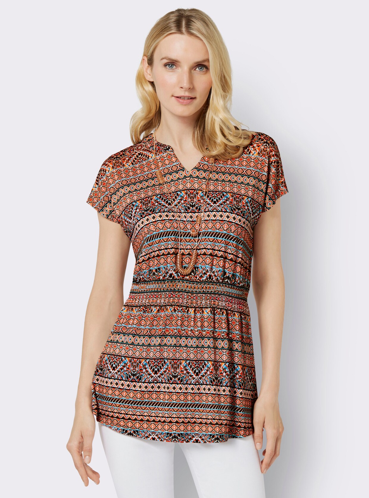 Print-Shirt - terra-ecru-bedruckt