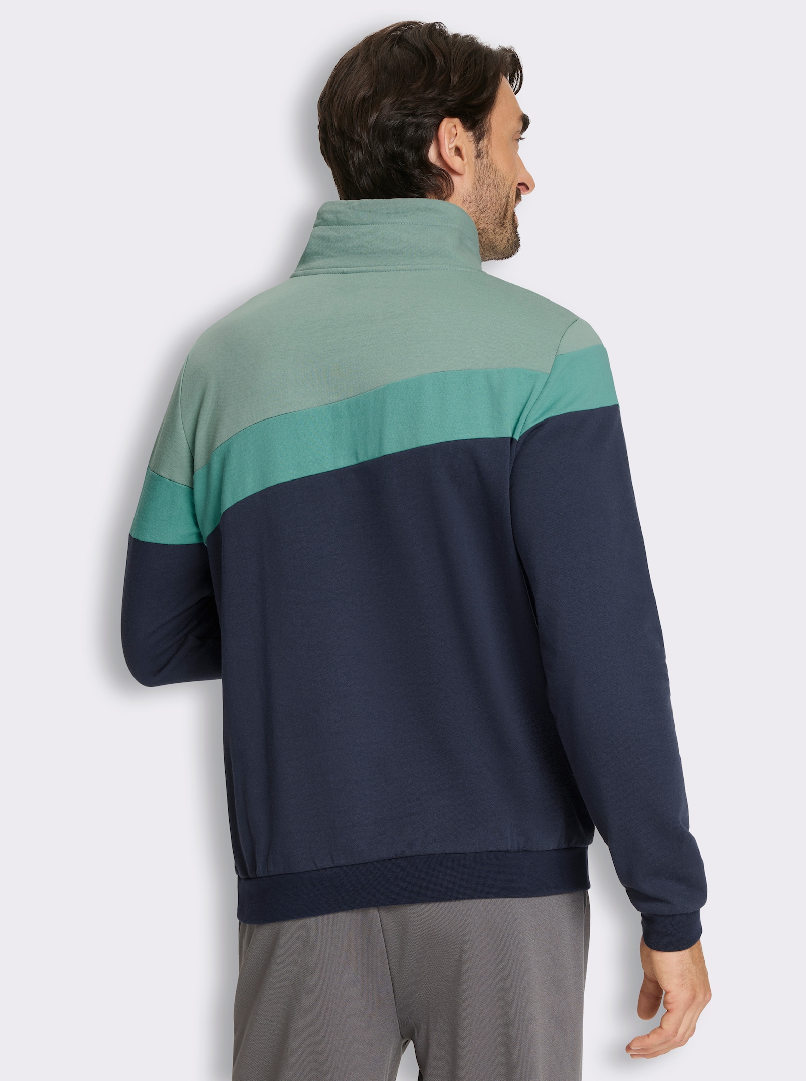 Catamaran Sports Sweatshirt mit weitenregulierbarem Kragen - marine-kalkmint