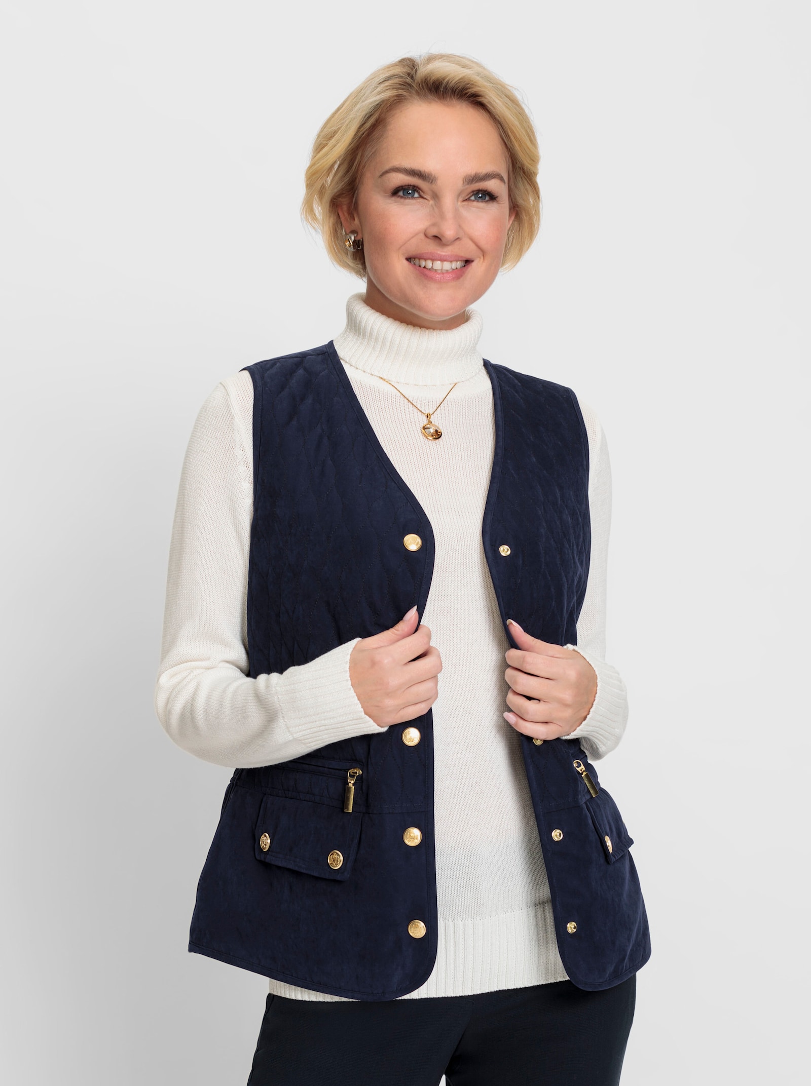 Steppweste mit Pattentaschen - marine