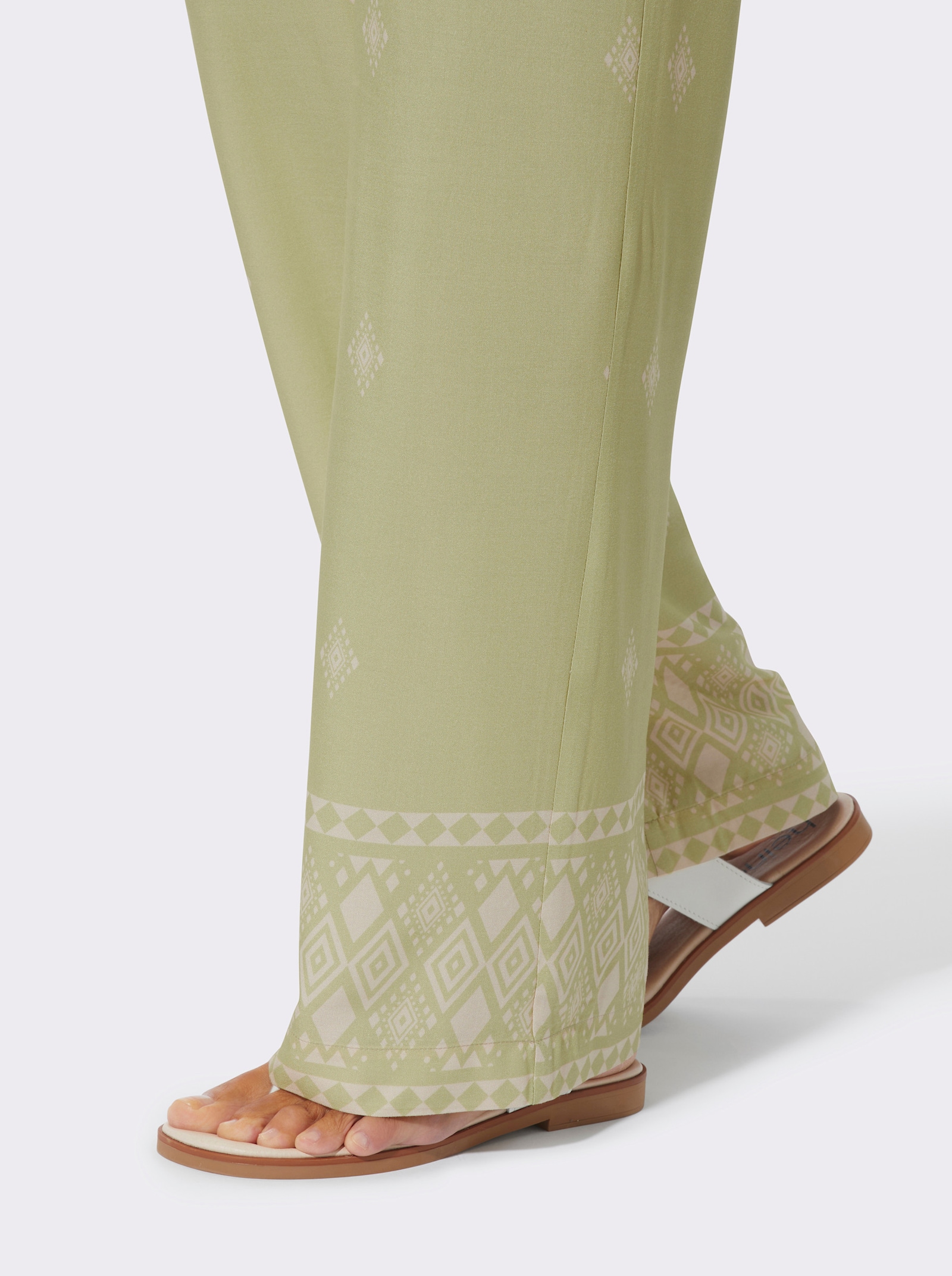 Druckhose mit Allover-Druck - lindgrün-elfenbein-bedruckt