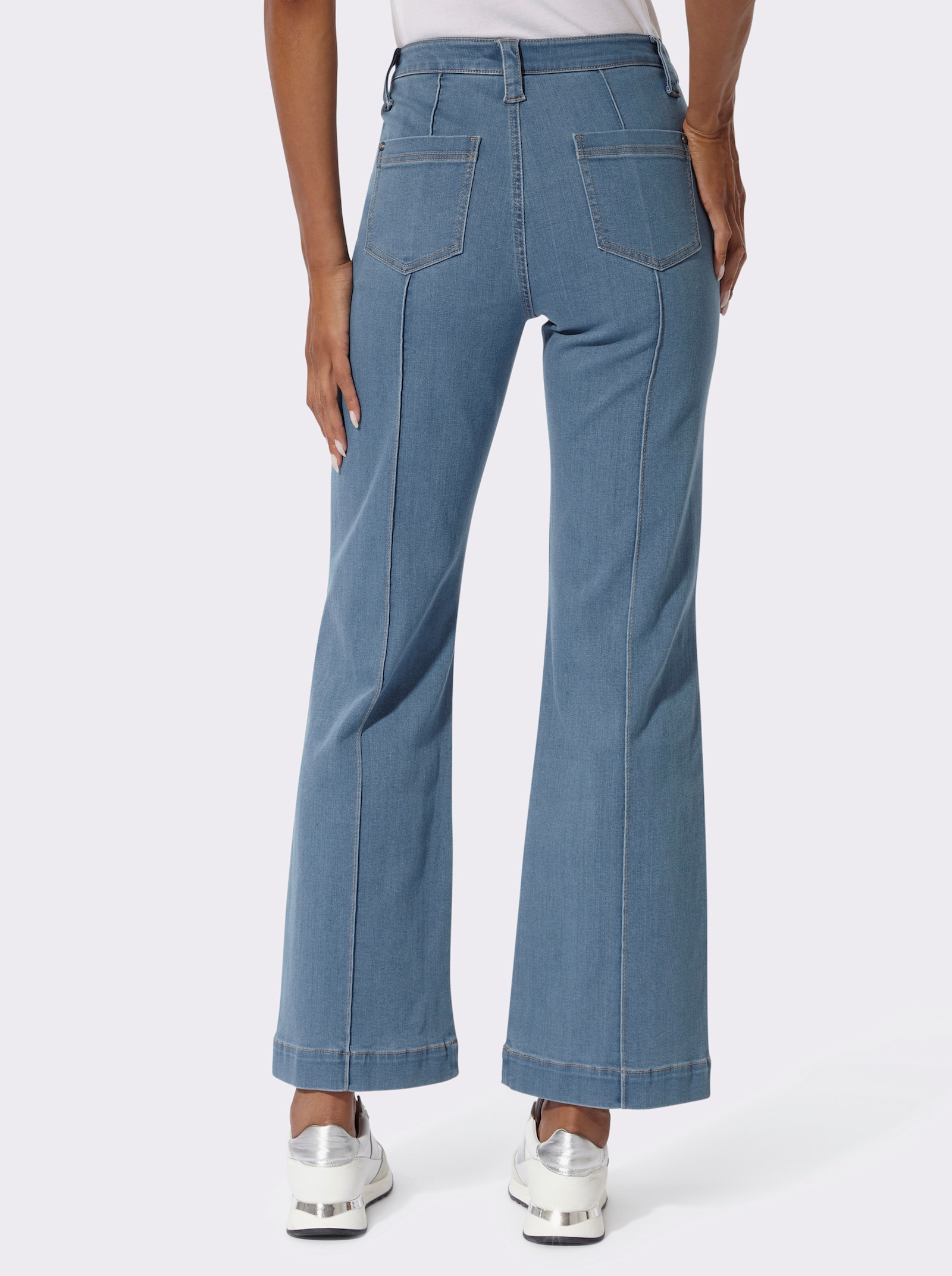 Bootcut-Jeans mit Biesen - blue-bleached