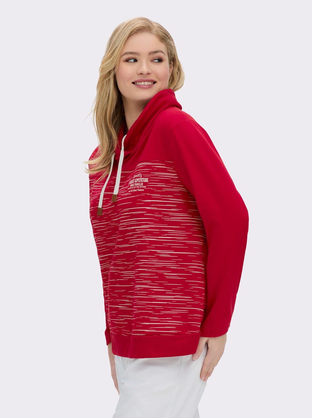 Sweatshirt aus innen angerautem Baumwoll-Mix - rot-bedruckt
