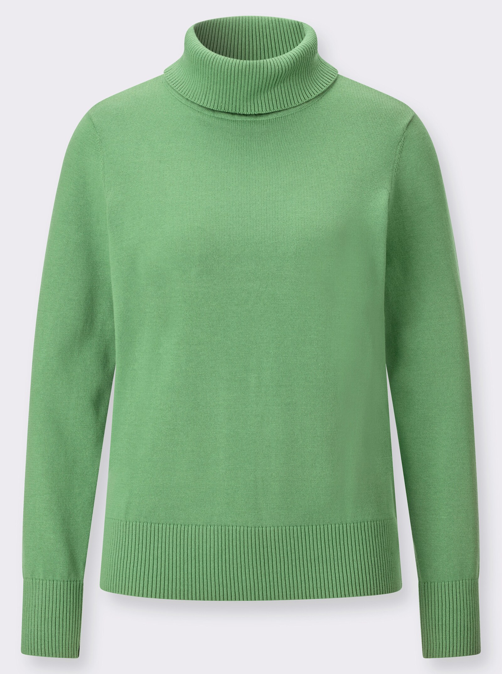 Rollkragenpullover mit Rippbündchen - apfel