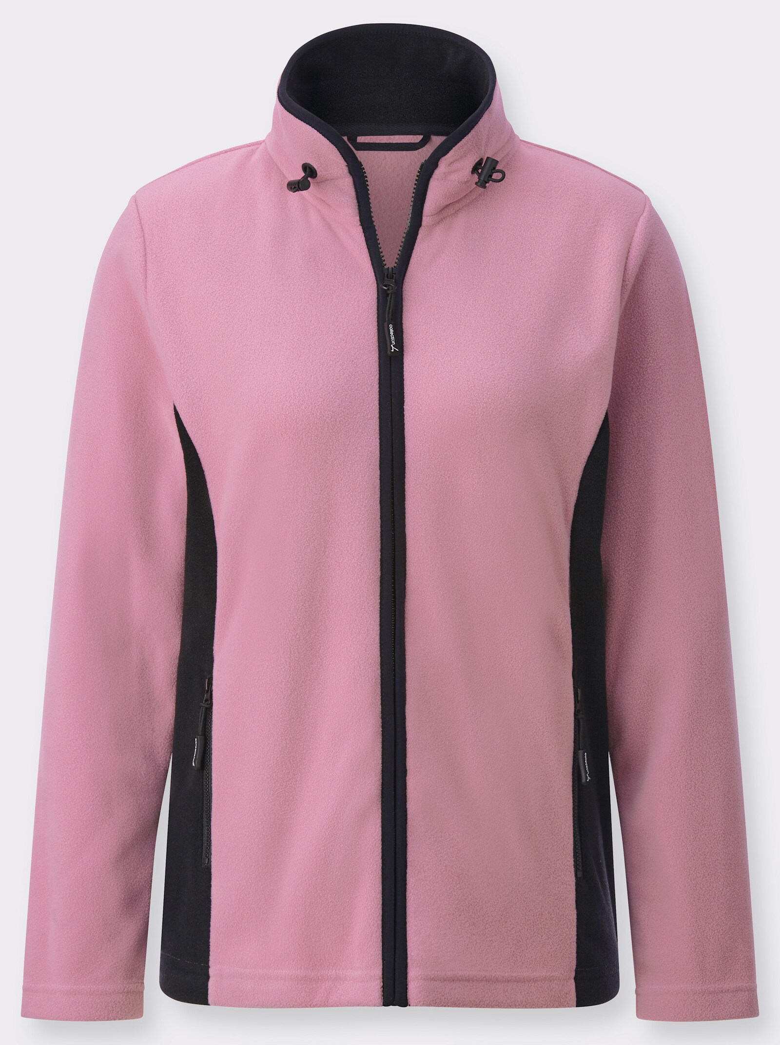 Fleecejacke mit Kontraststreifen - altrosa