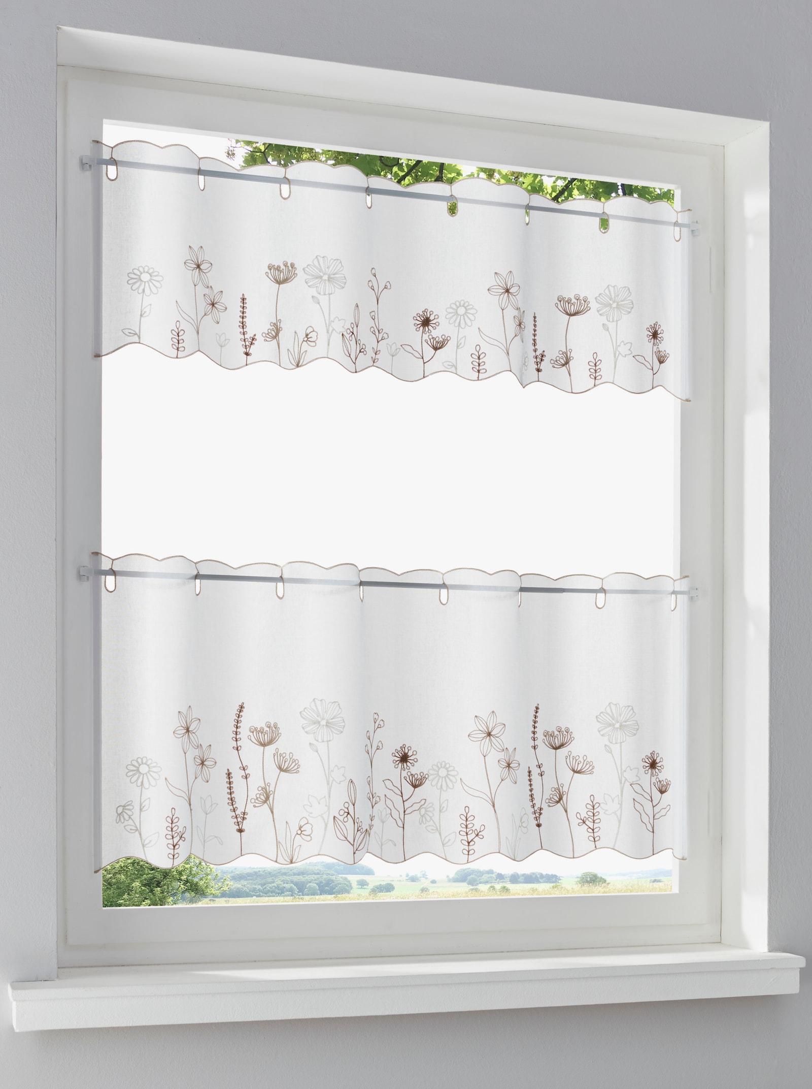 heine home Scheibengardine - weiß-beige