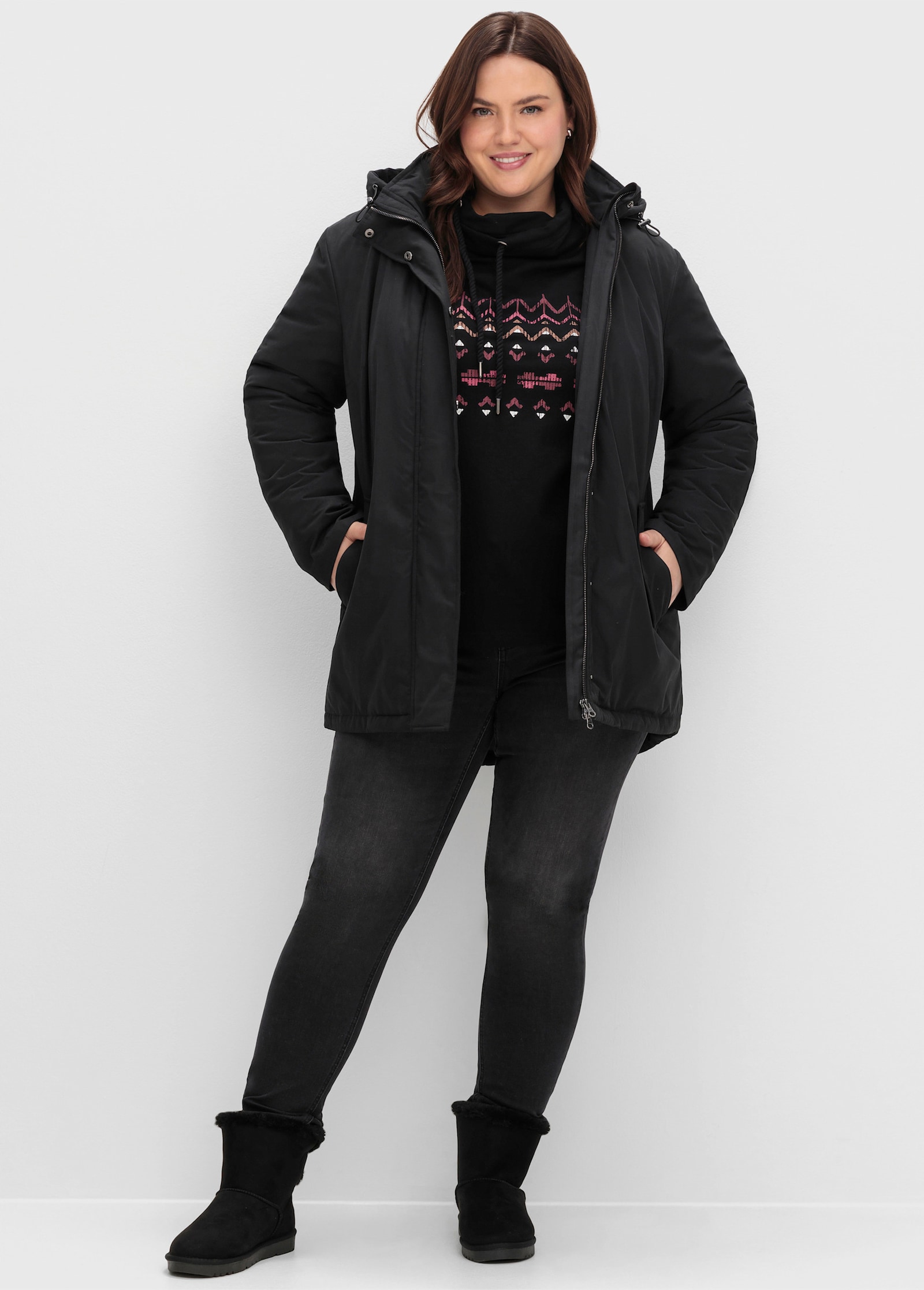 sheego Parka in Oversize-Form - schwarz