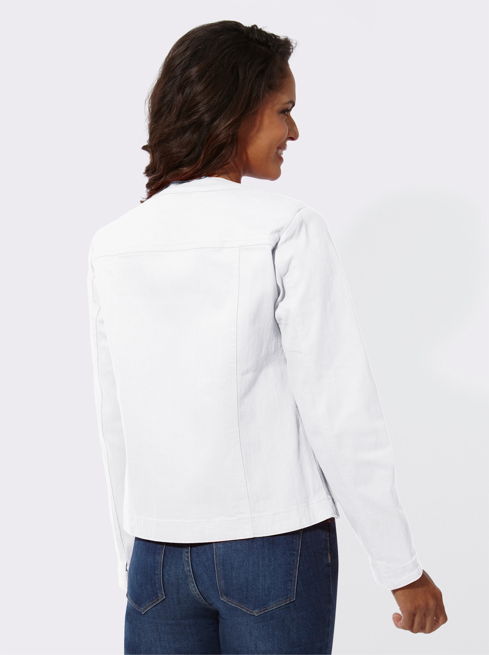 Jeansblazer mit Schulterpolstern - weiß