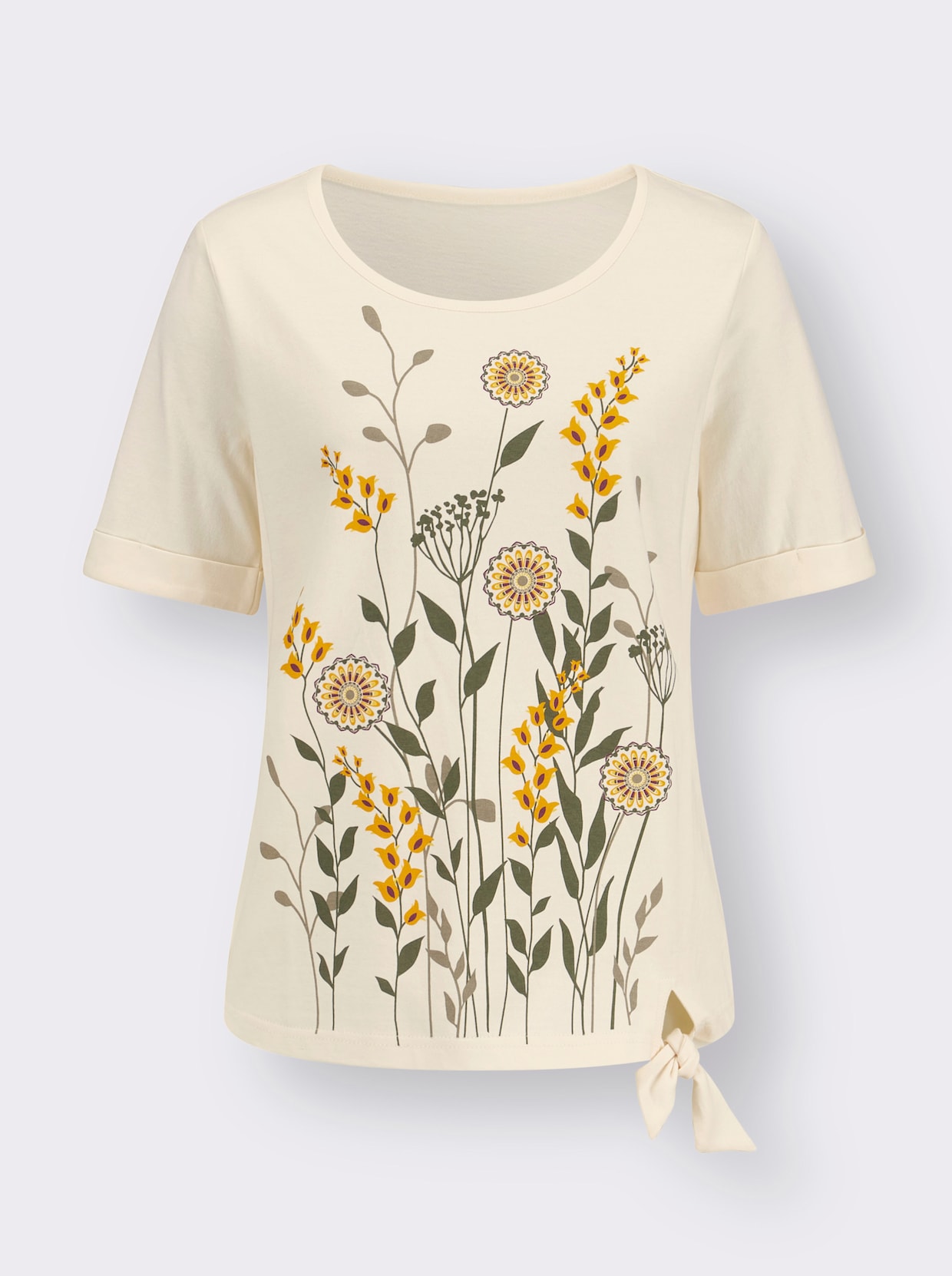 Shirt met korte mouwen - champagne/kaki bedrukt