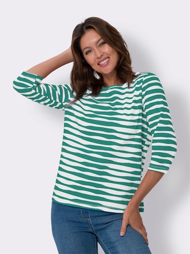 Shirt met 3/4-mouw - groen/wit gestreept