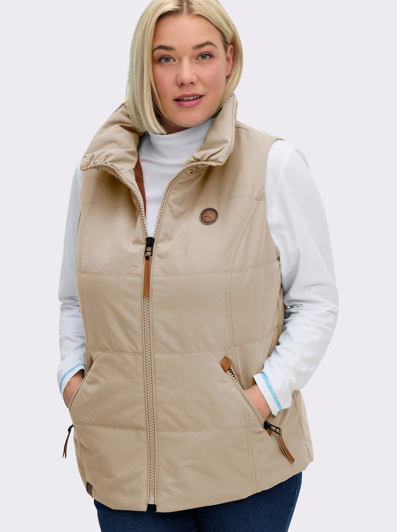 Steppweste in Microfaser-Qualität - beige