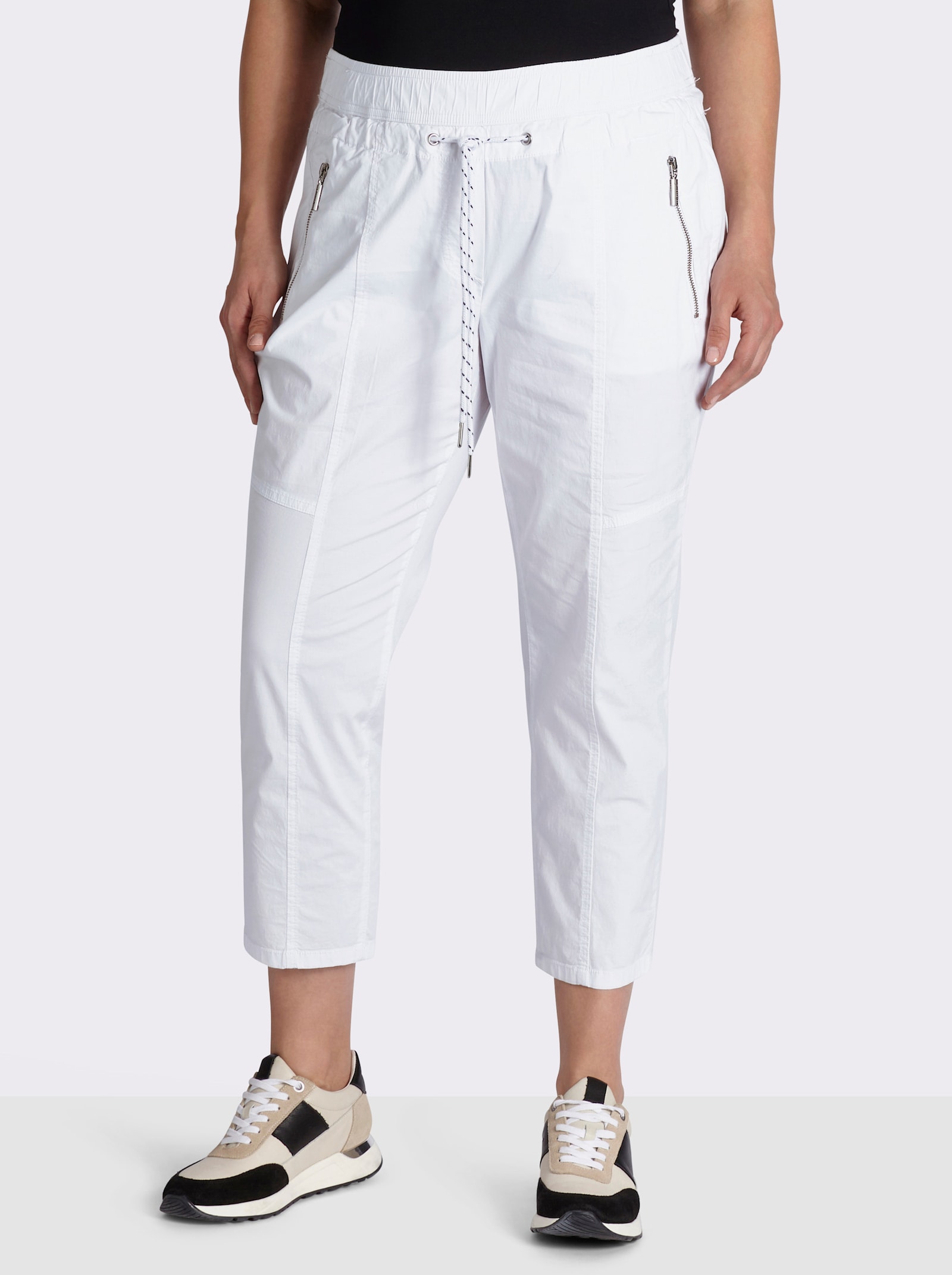 7/8-Hose mit Reißverschluss-Taschen - weiß