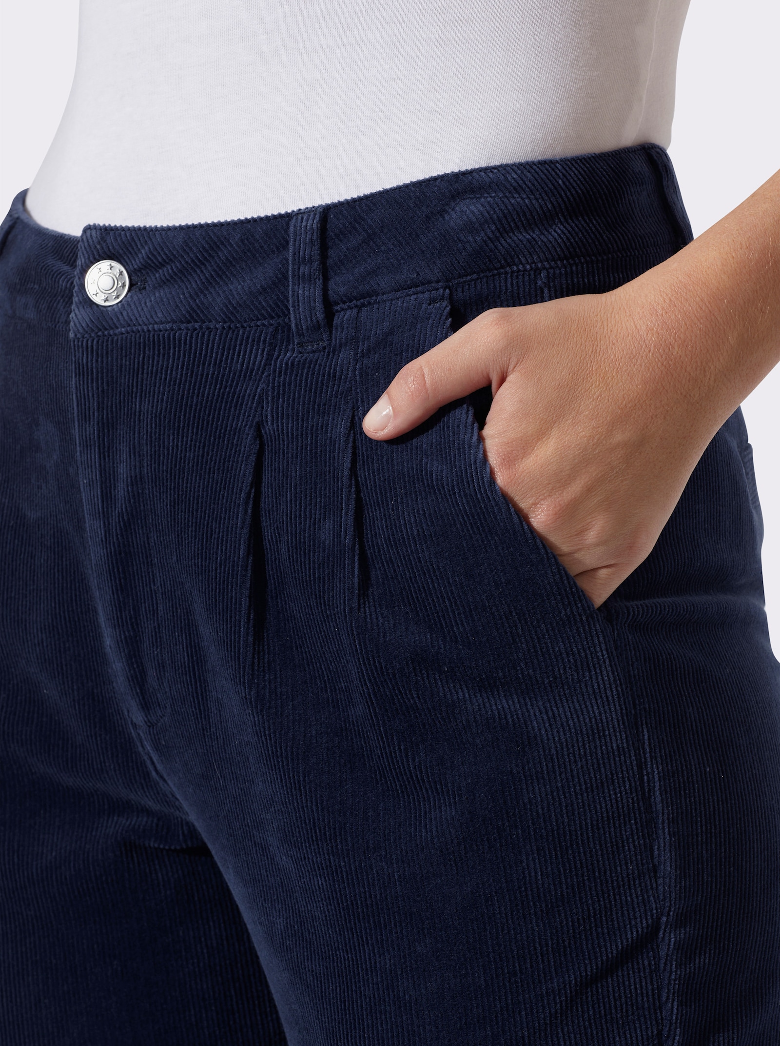 heine Cordhose mit Bundfalten - marine