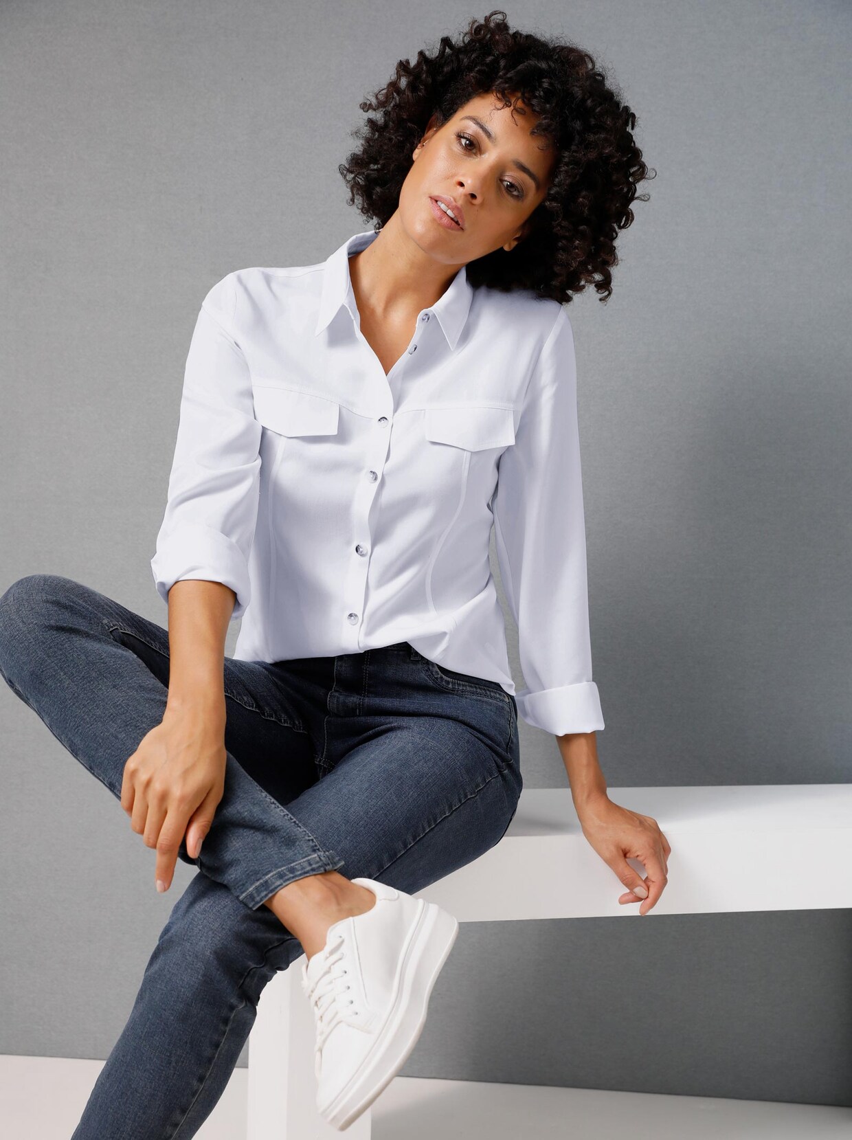 Creation L Premium Blouse van lyocell - ecru