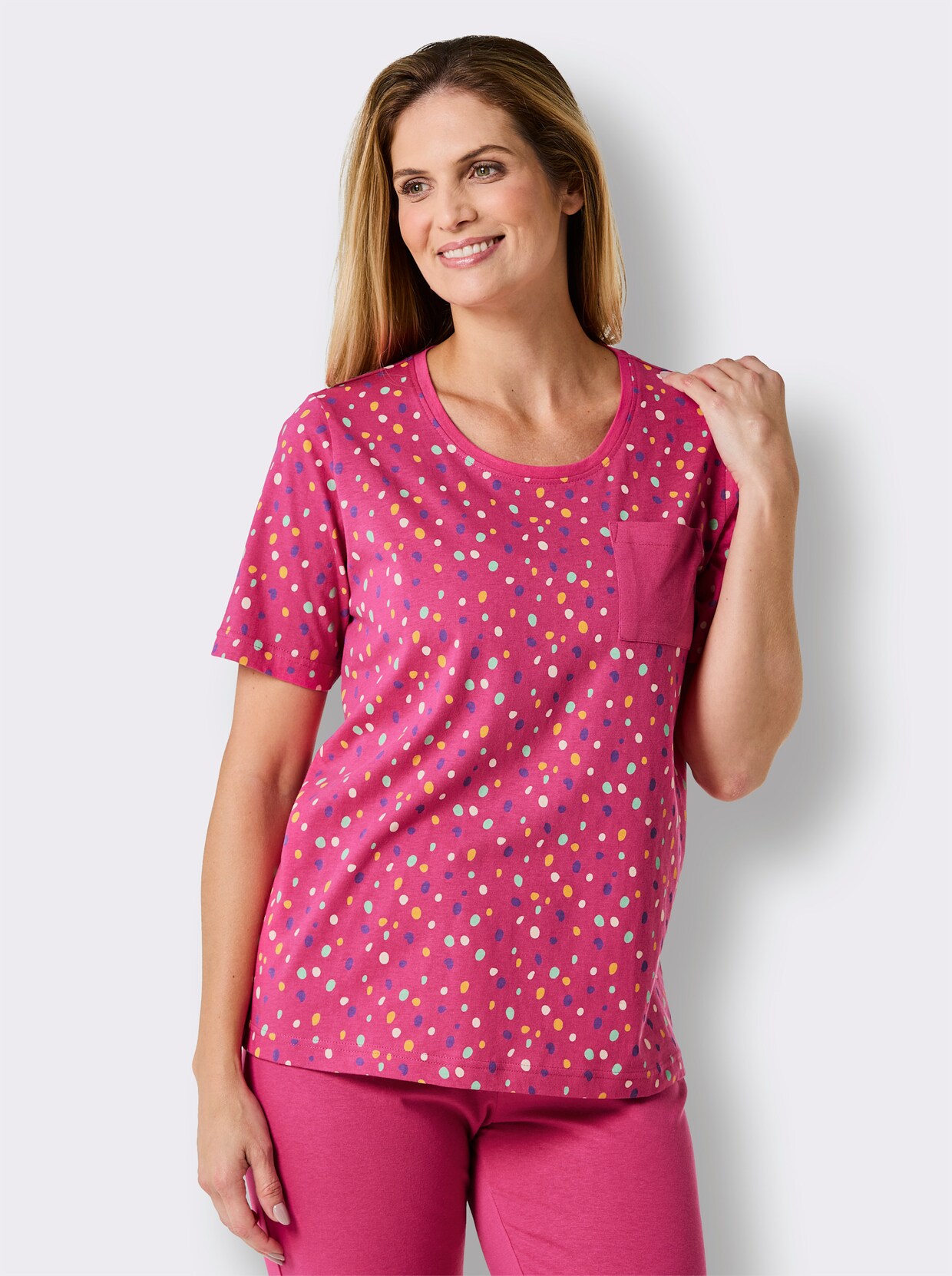wäschepur Pyjama-Shirt - fuchsia geprint