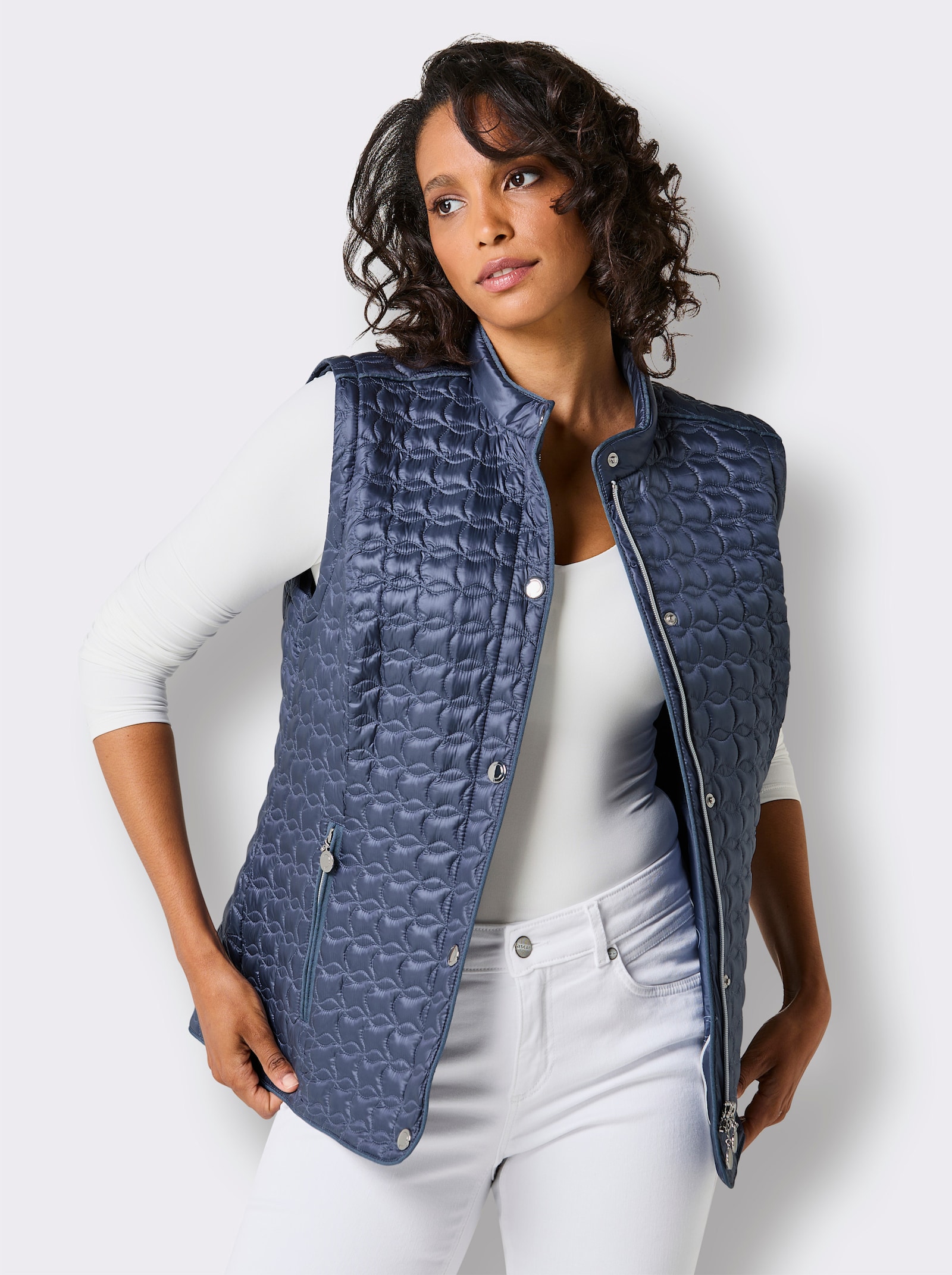 CREATION L PREMIUM Veste légère en duvet à manches amovibles - bleu fumée