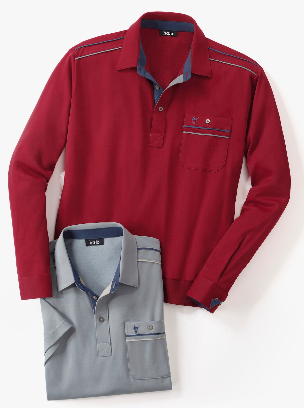 Poloshirt met lange mouwen - donkerrood