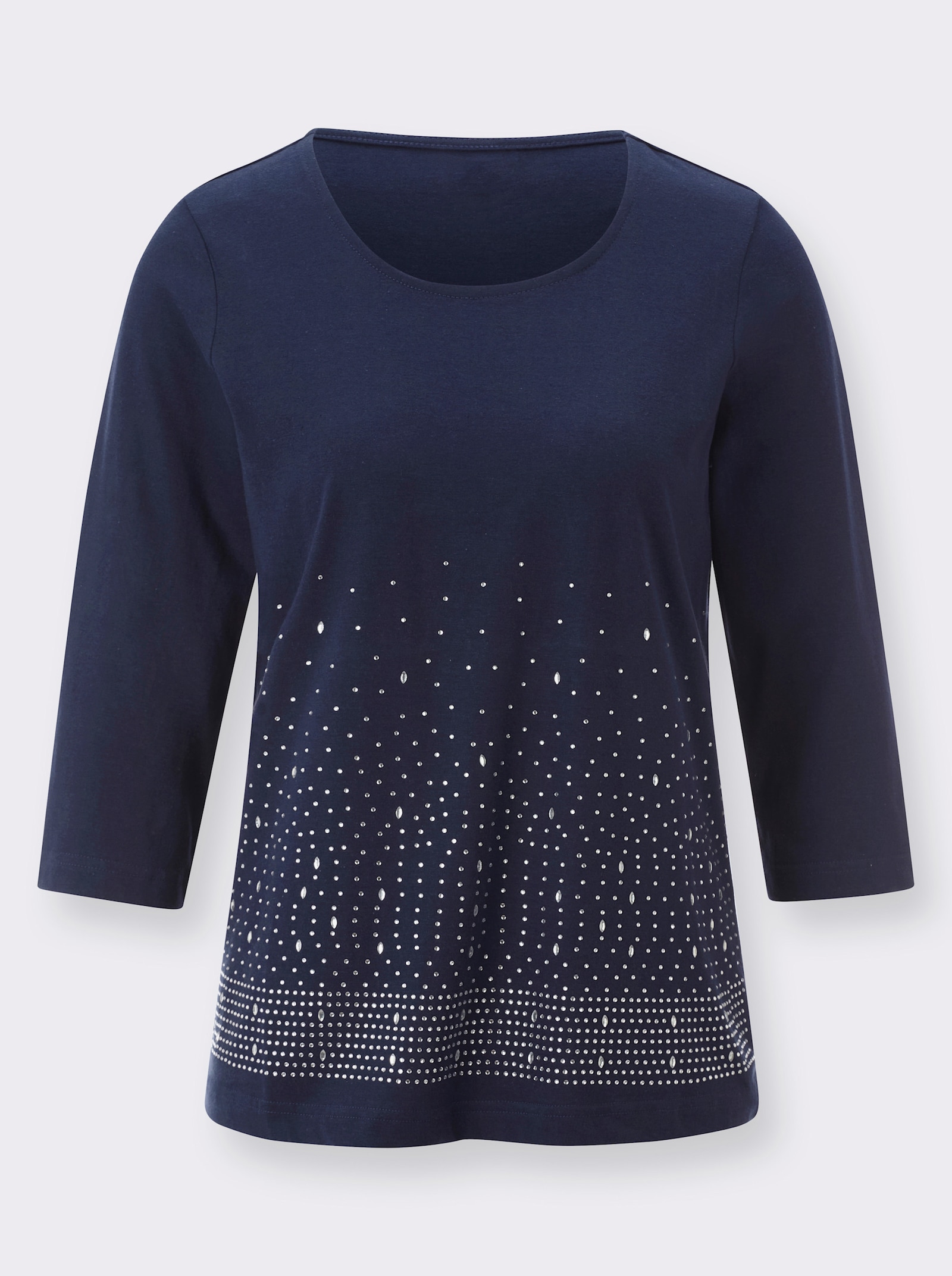 3/4-Arm-Shirt mit Glitzersteinchen - marine