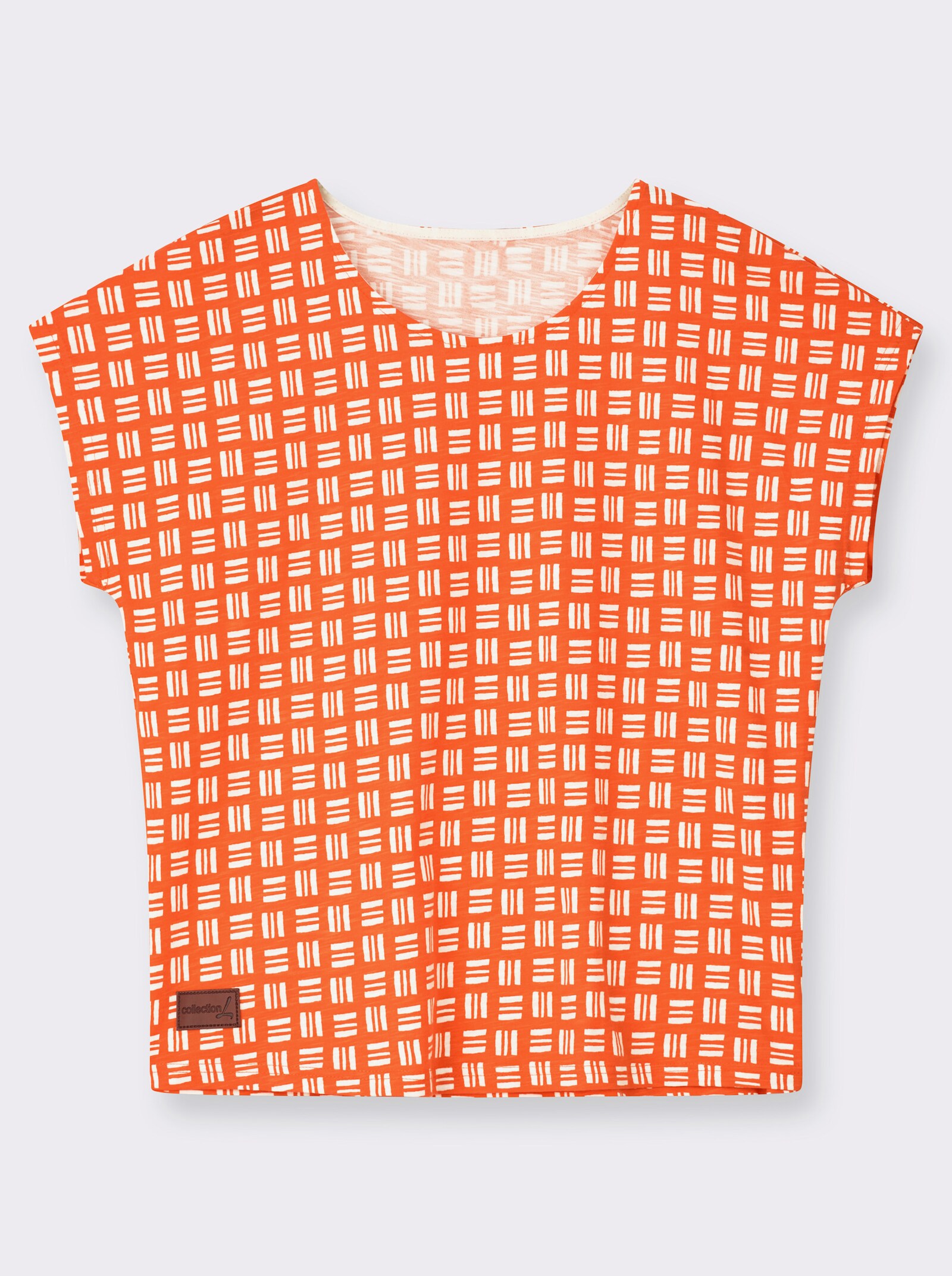 Print-Shirt aus reiner Baumwolle - orange-ecru-bedruckt