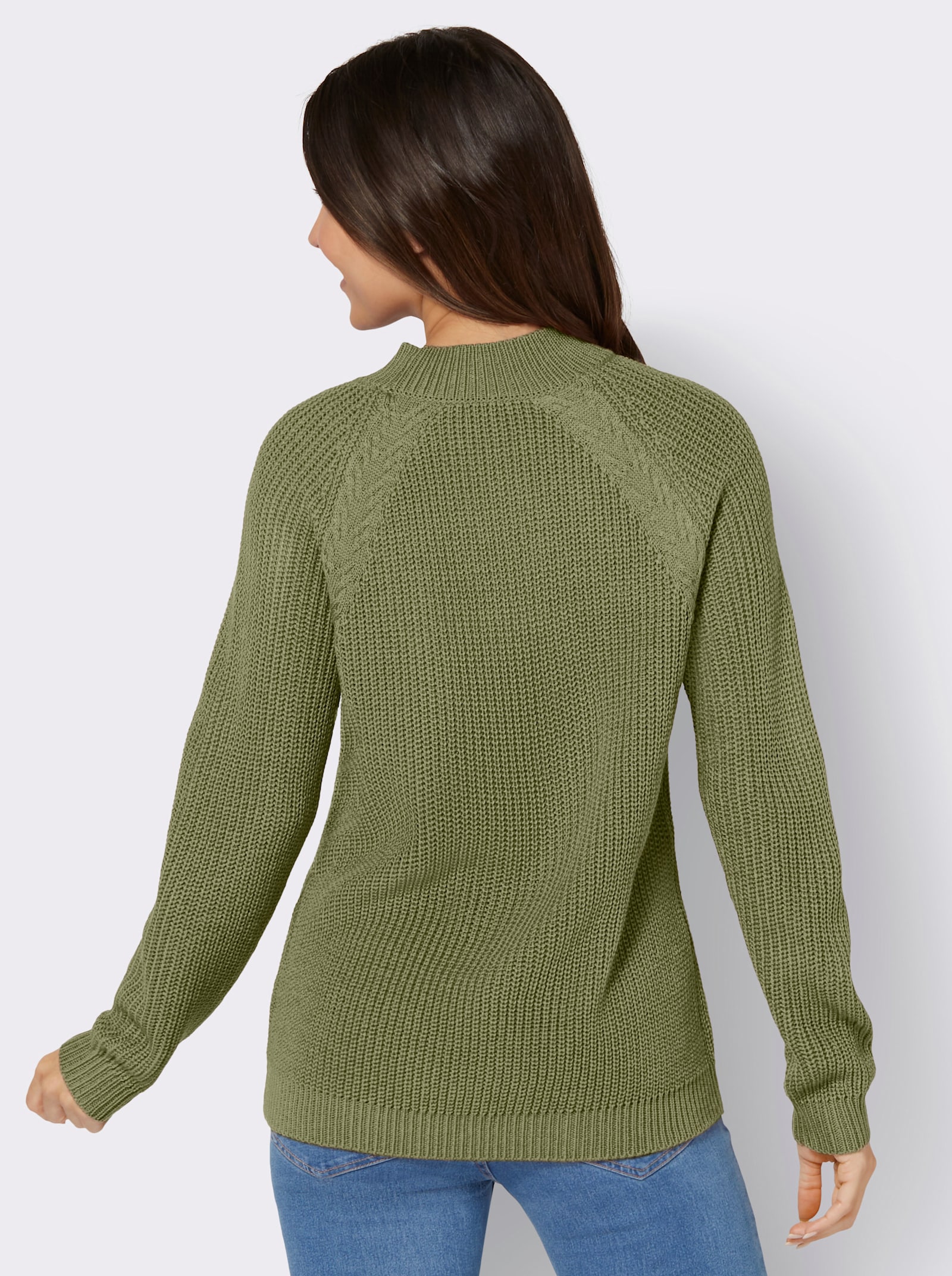Stehkragenpullover mit Raglan-Ärmeln - schilf