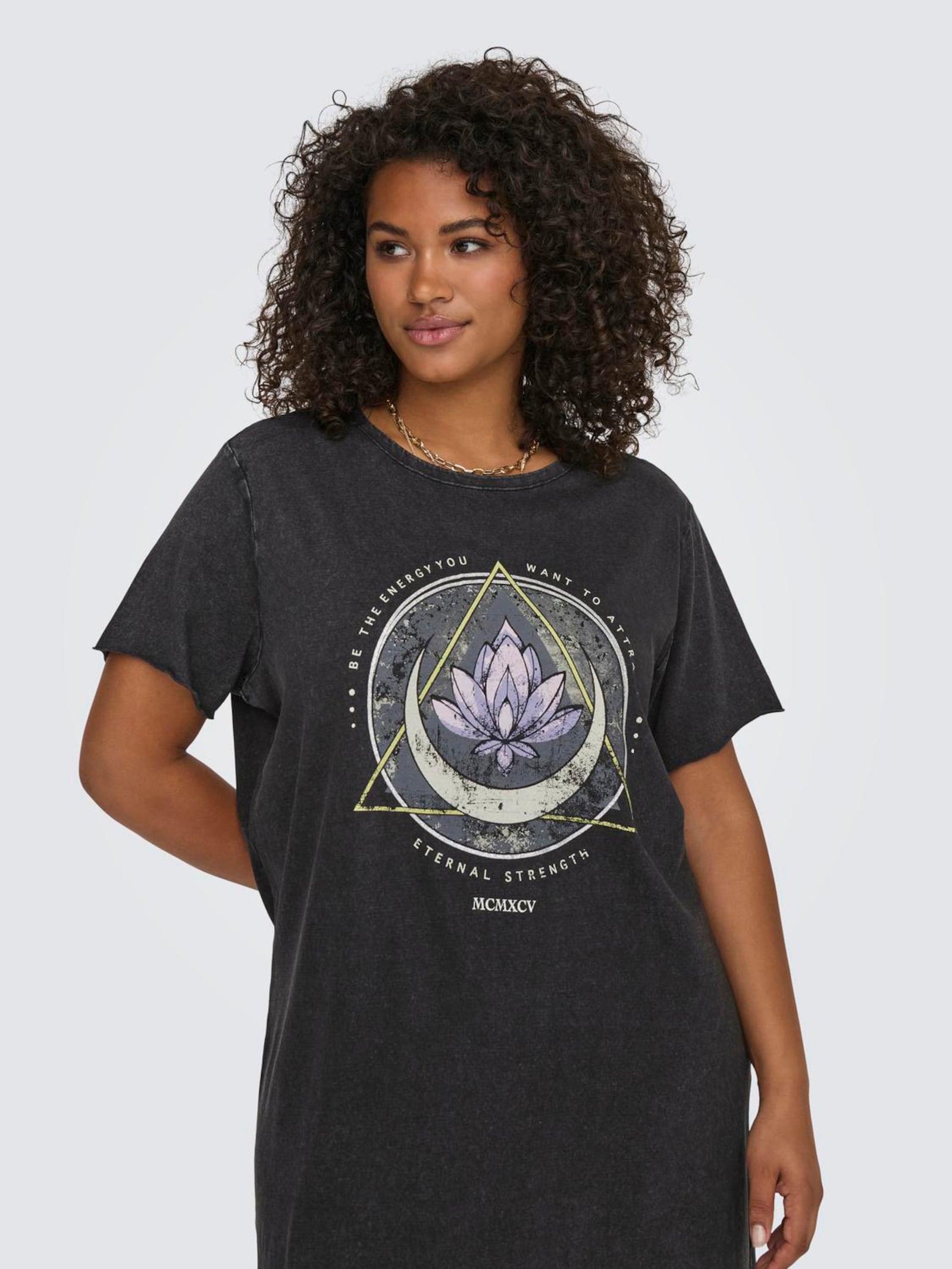 ONLY CARMAKOMA Shirtkleid - black print:lotus