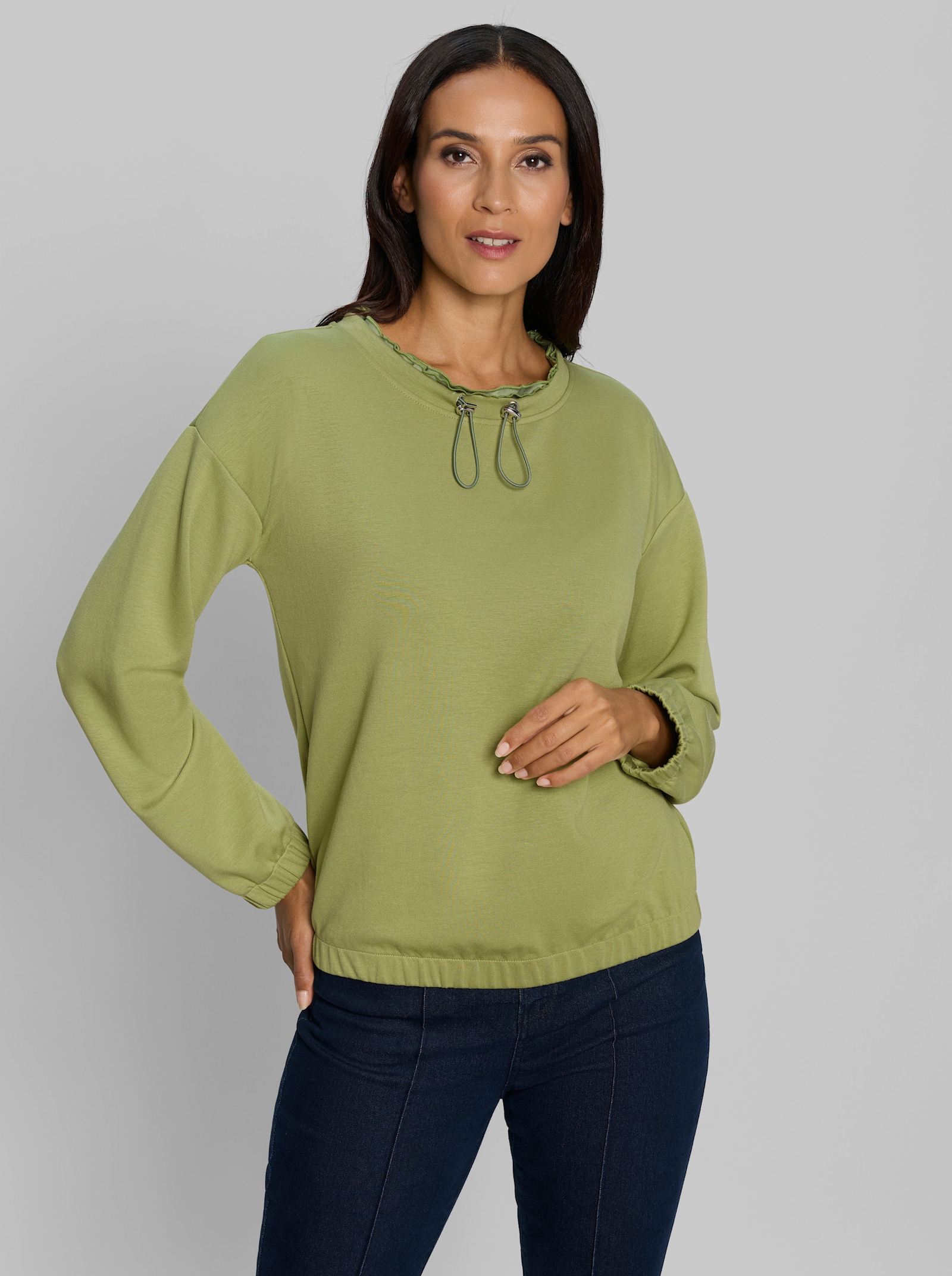 heine Sweatshirt mit Raffungen am Ausschnitt - schilf
