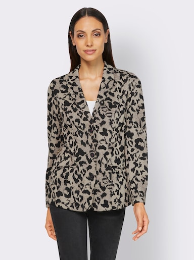 heine Jacquardblazer mit Animal-Dessin - sand-schwarz-bedruckt