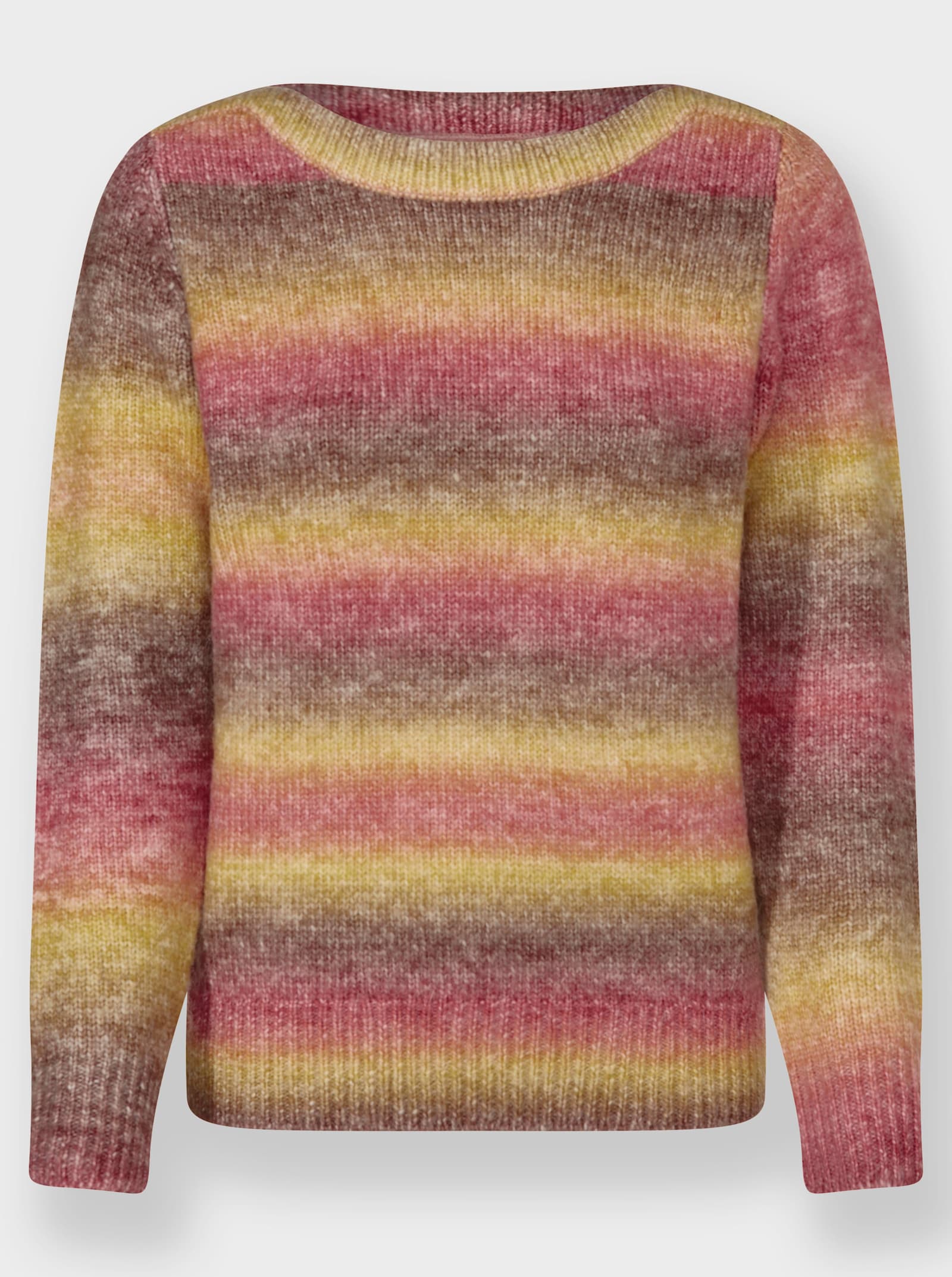 Pull en tricot avec dégradé de couleurs - cerise-taupe à motifs