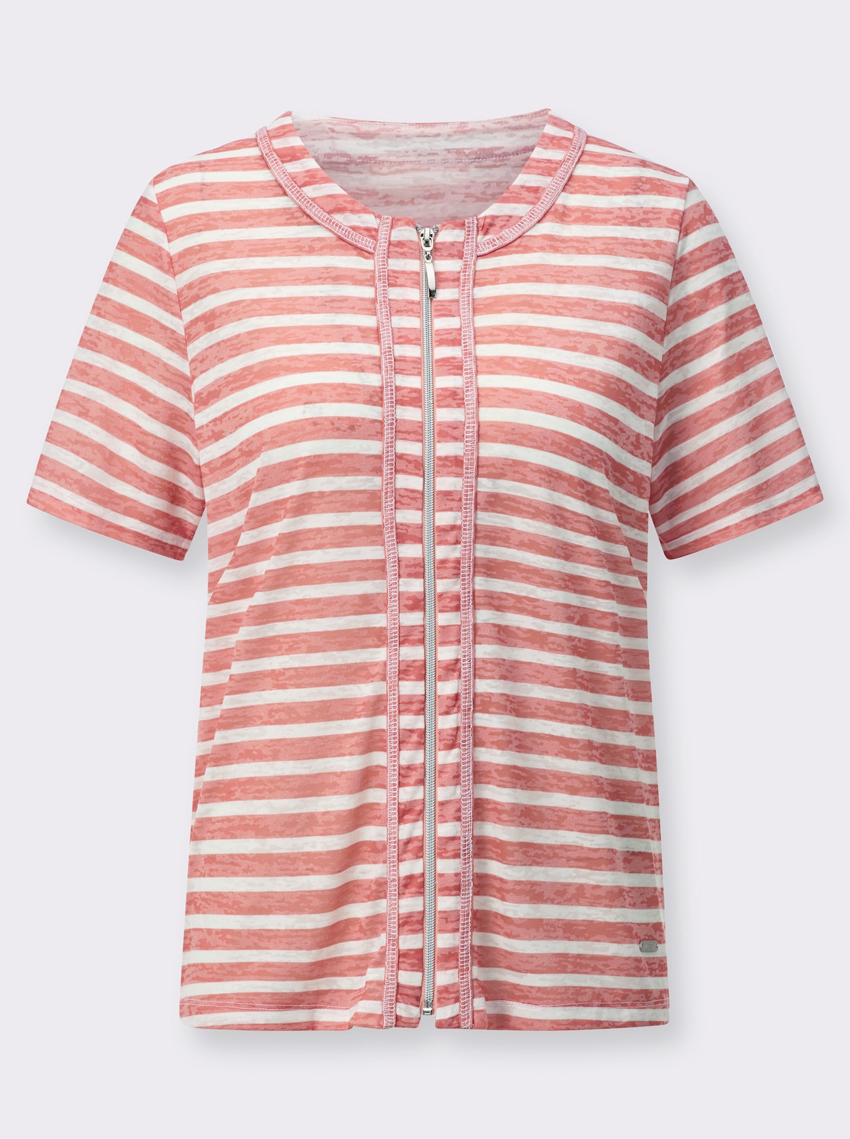 Shirtjasje - papaja-ecru gestreept