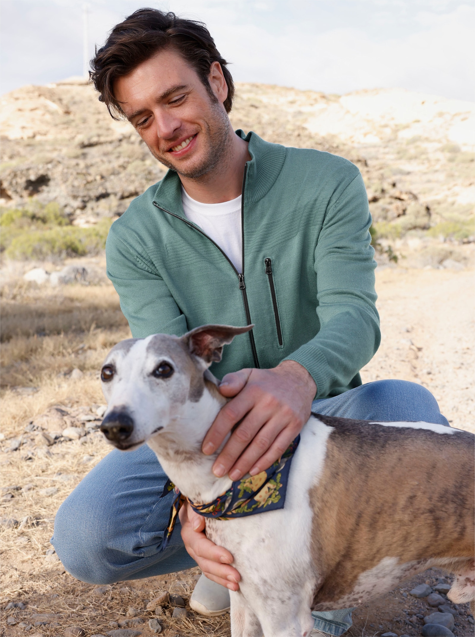 Catamaran Strickjacke mit Reißverschluss-Brusttasche - jade