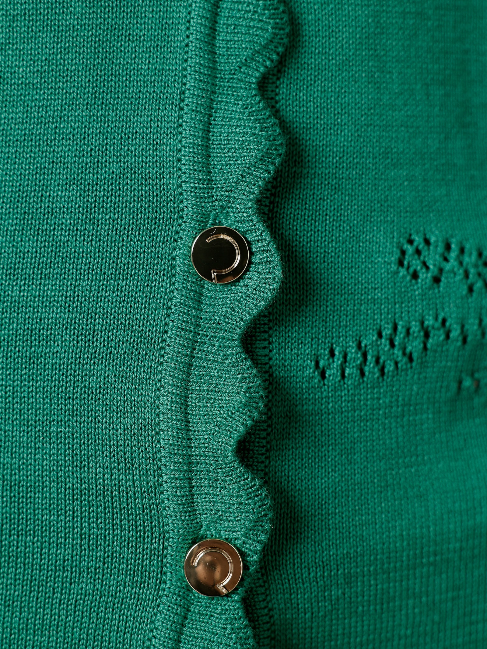 CREATION L PREMIUM Ajourstrickjacke mit 55% Seide - grün