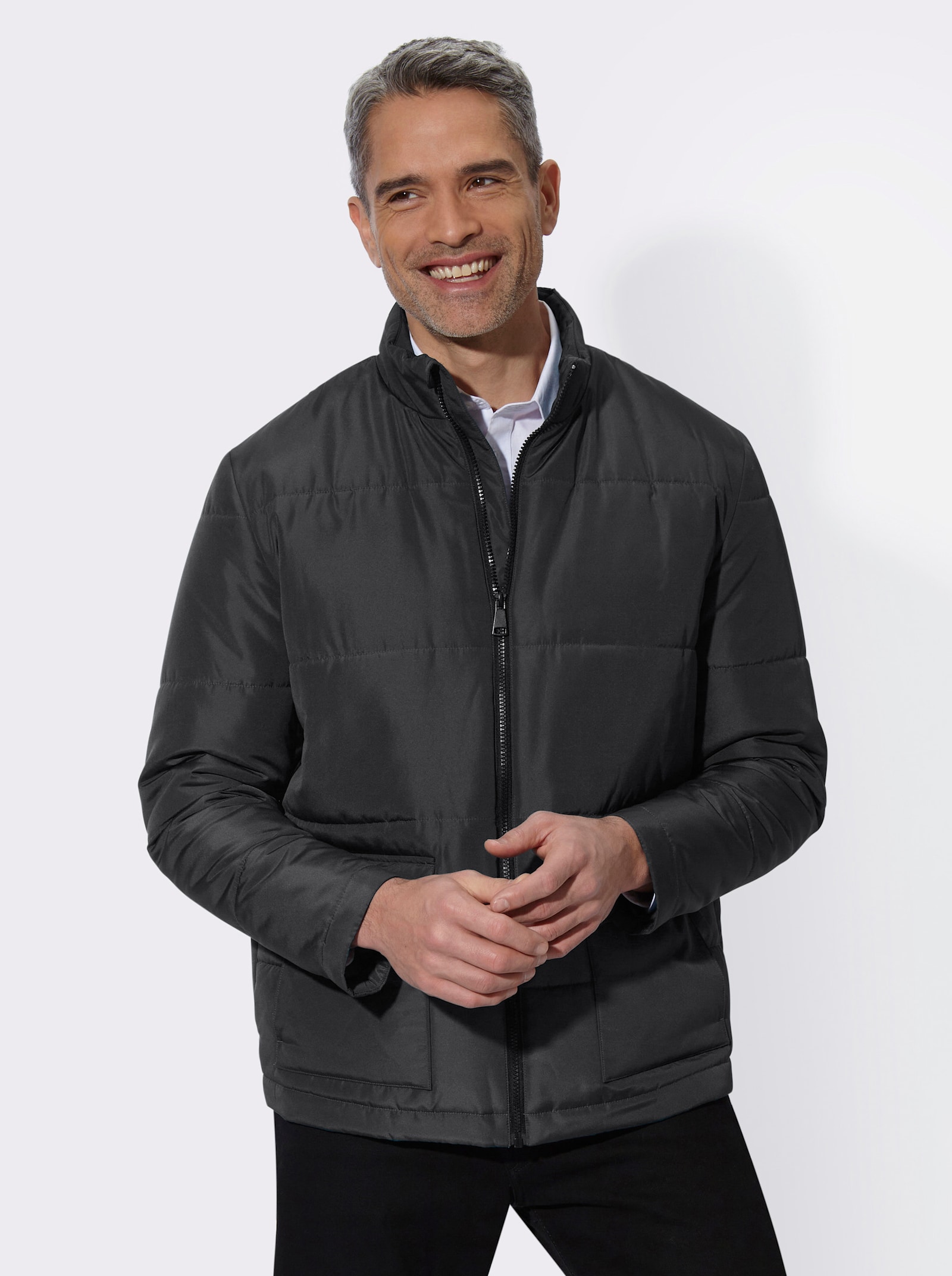 Steppjacke mit Stehkragen - schwarz