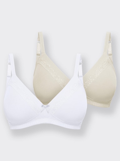 wäschepur Soutien-gorge à coques sans armatures - blanc + couleur ivoire