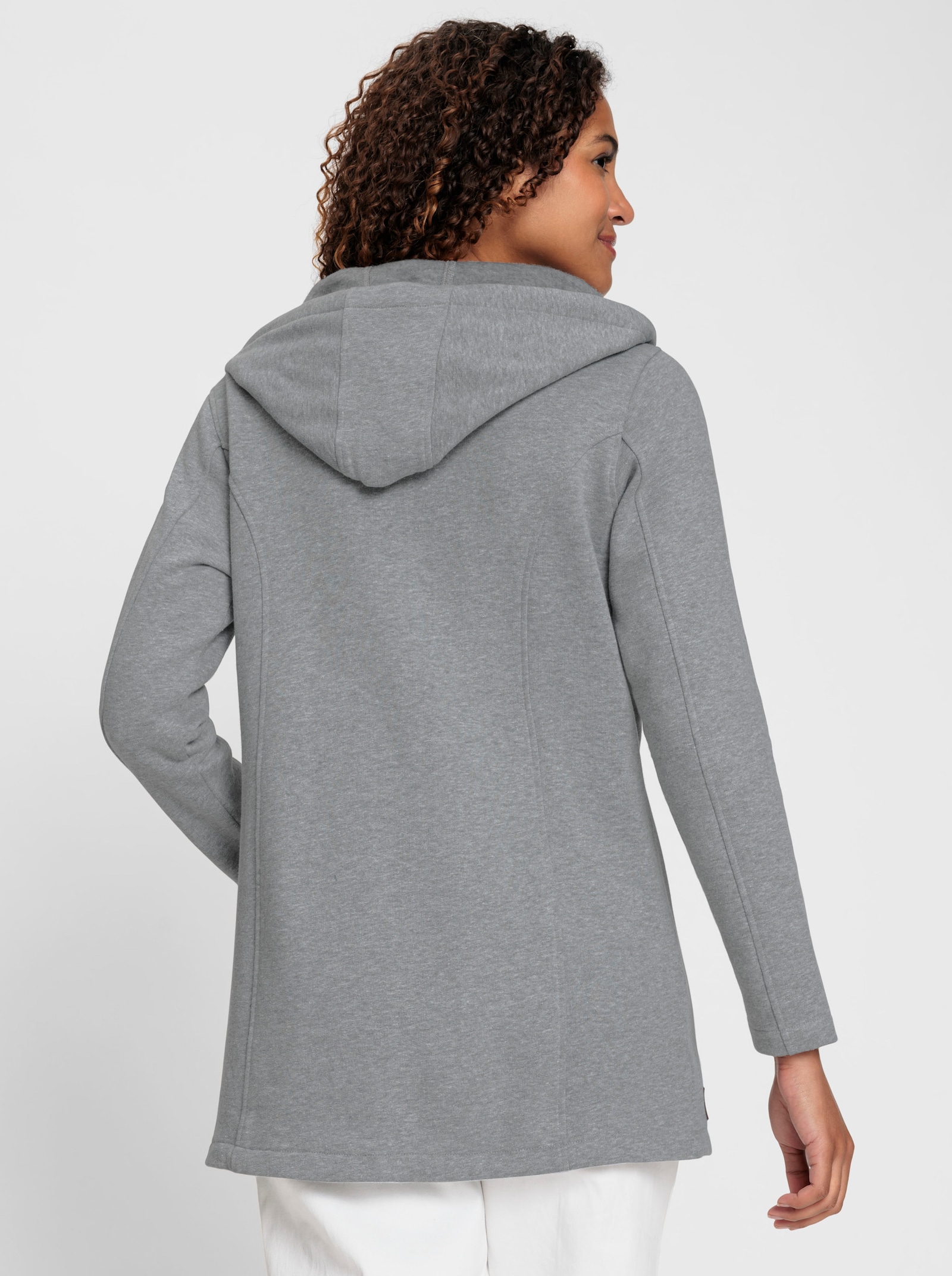 Sweatjacke mit 2-Wege-Reißverschluss - steingrau-meliert