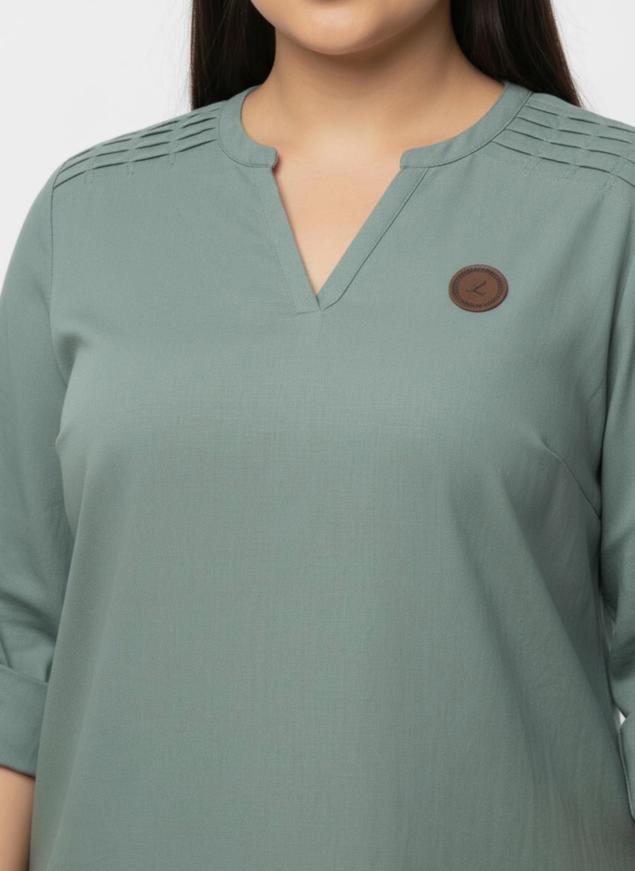 Jeanstunika mit Biesenverzierung - jade