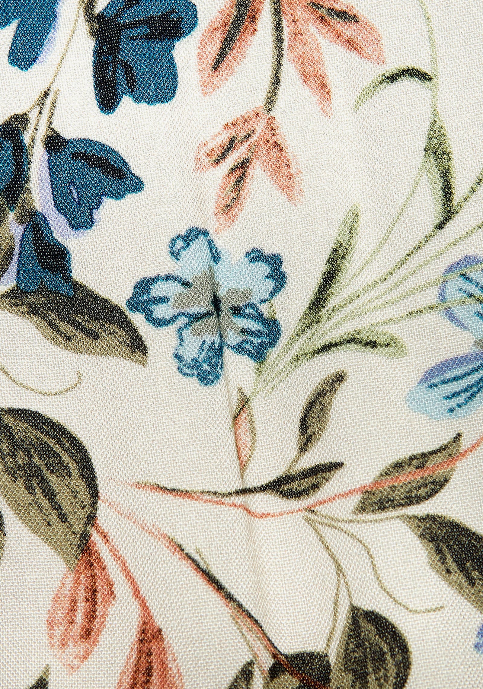 Buffalo Midikleid - creme-blau bedruckt