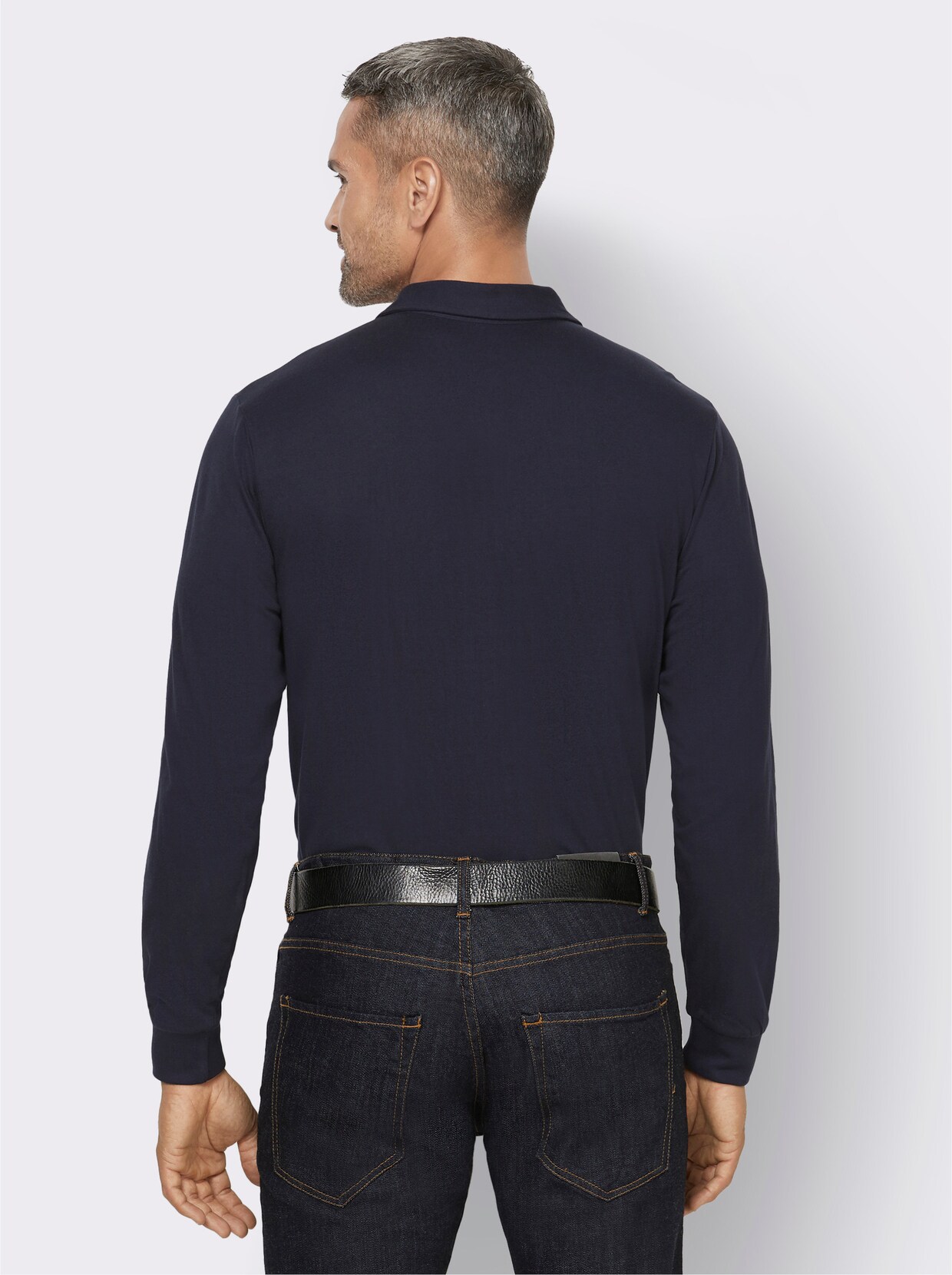 Poloshirt - marine gedessineerd