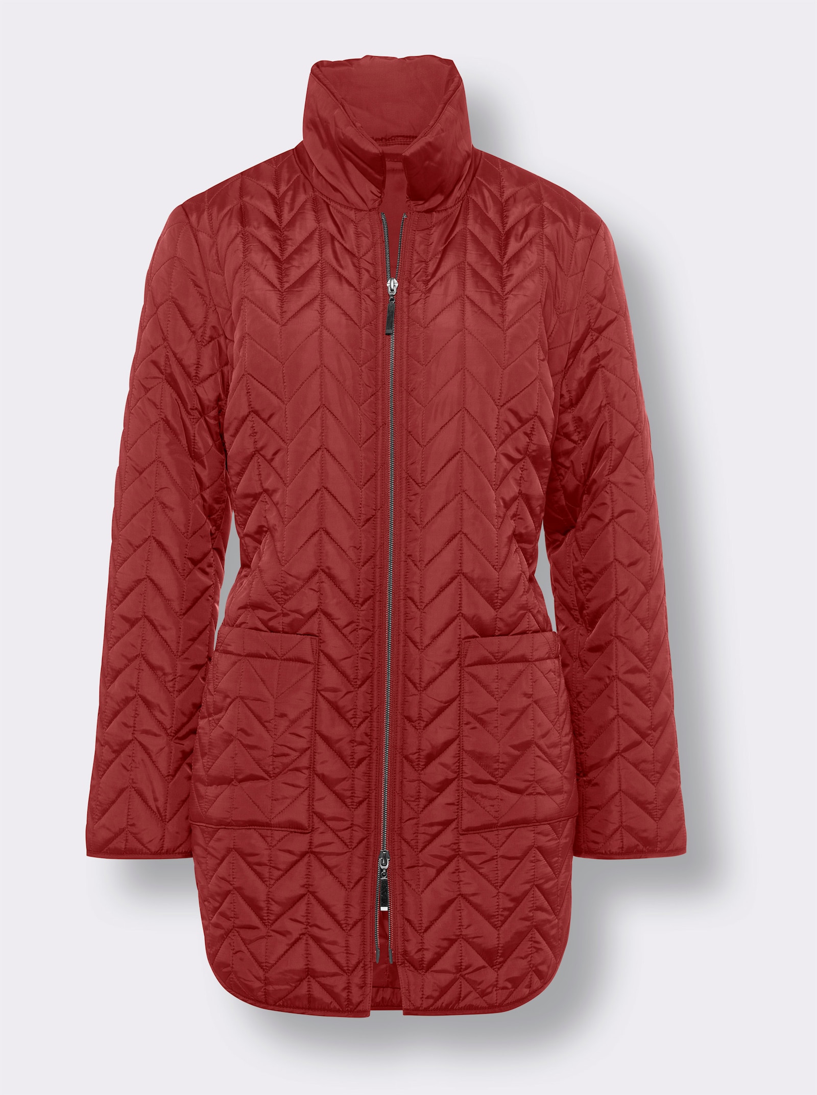 Longjacke mit Zickzack-Steppung - kirsche