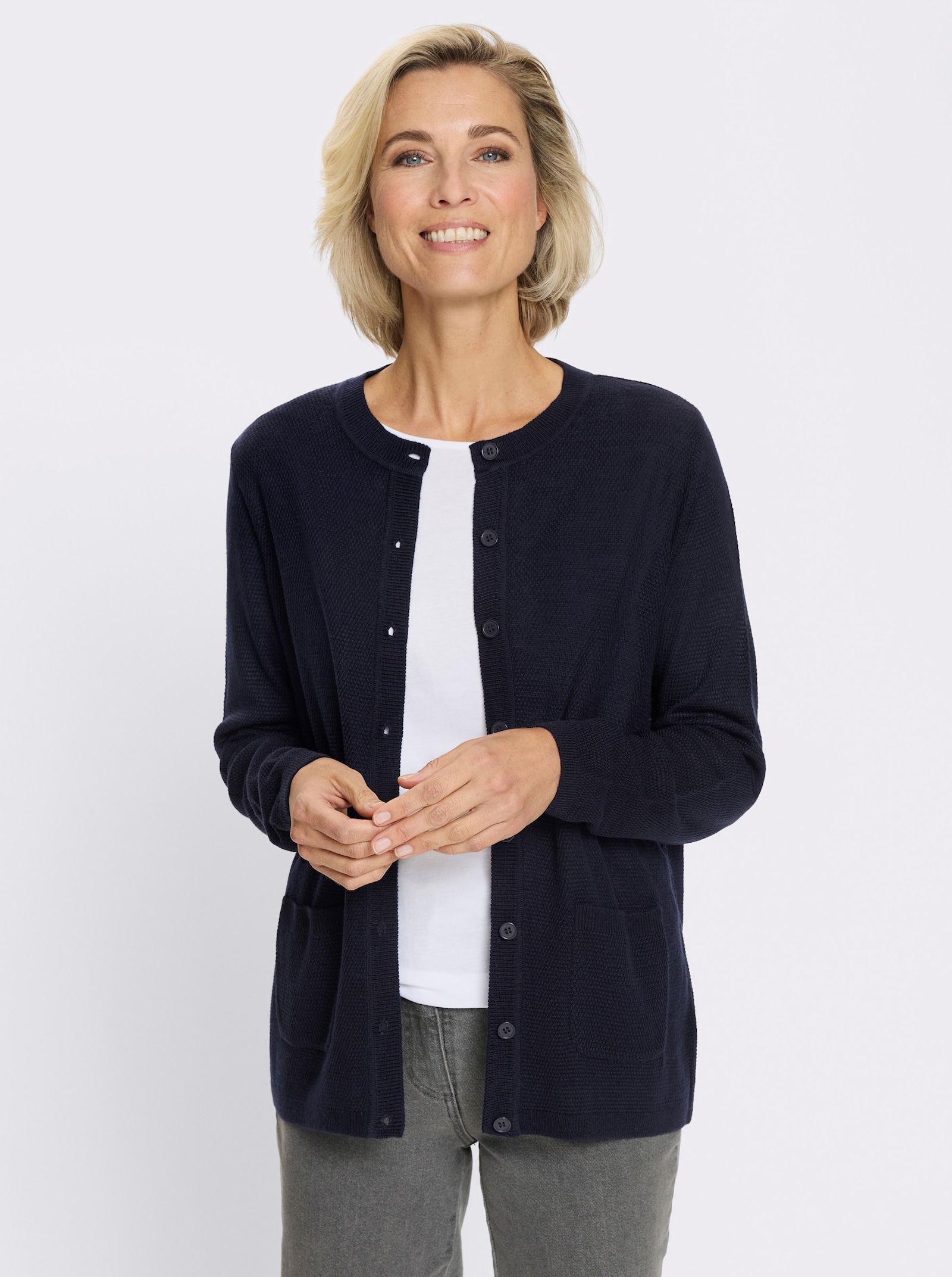 Vest met structuurpatroon - marine