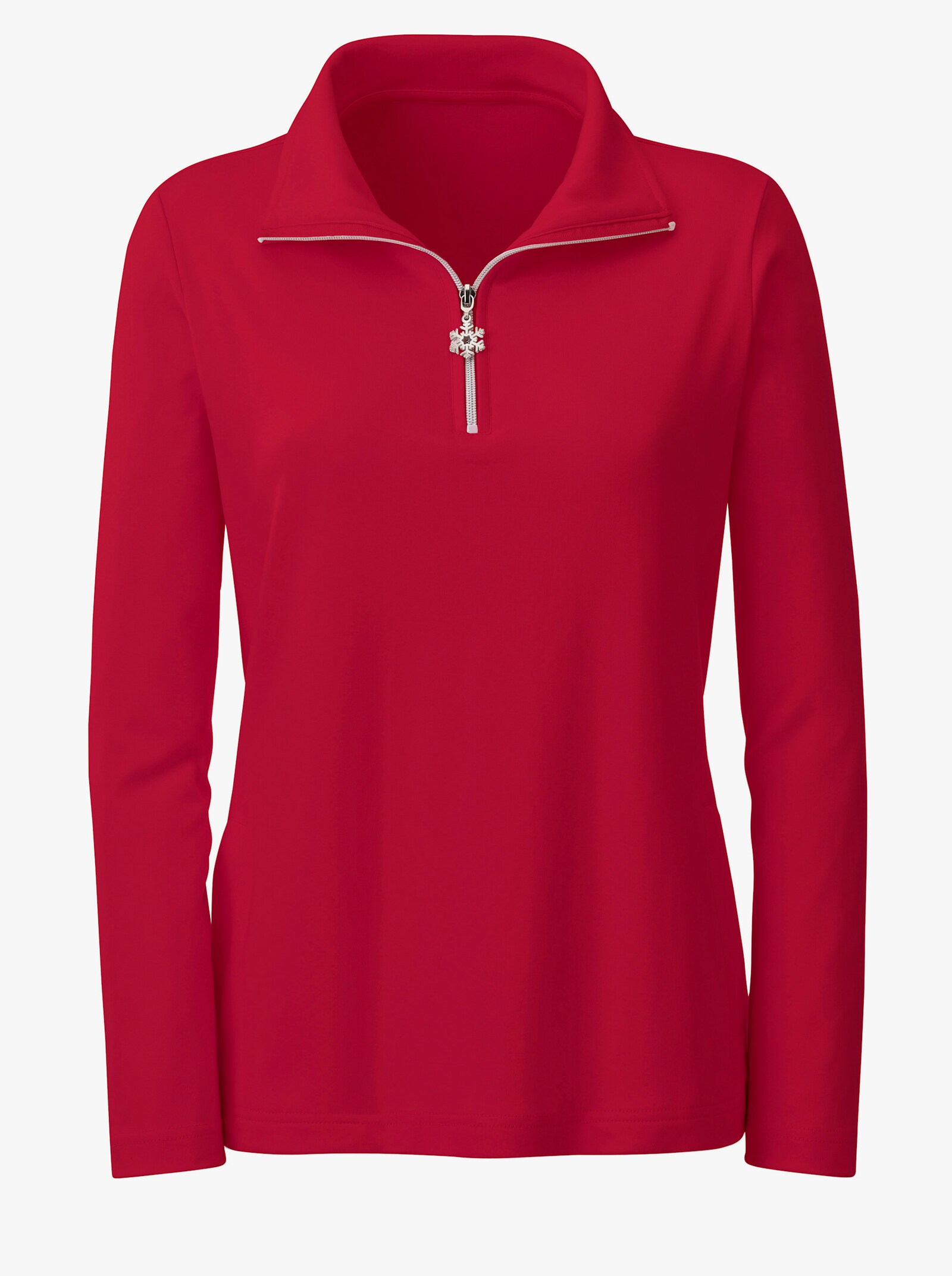 Langarmshirt mit Schneeflocken-Anhänger - rot