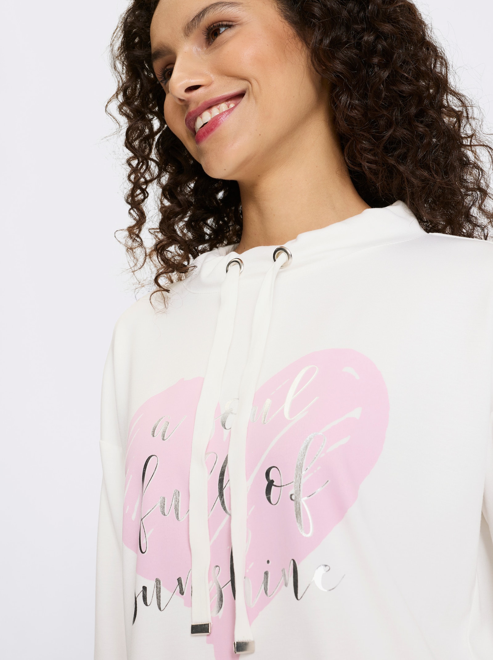 heine Shirt met 3/4-mouwen en hartmotief - ecru