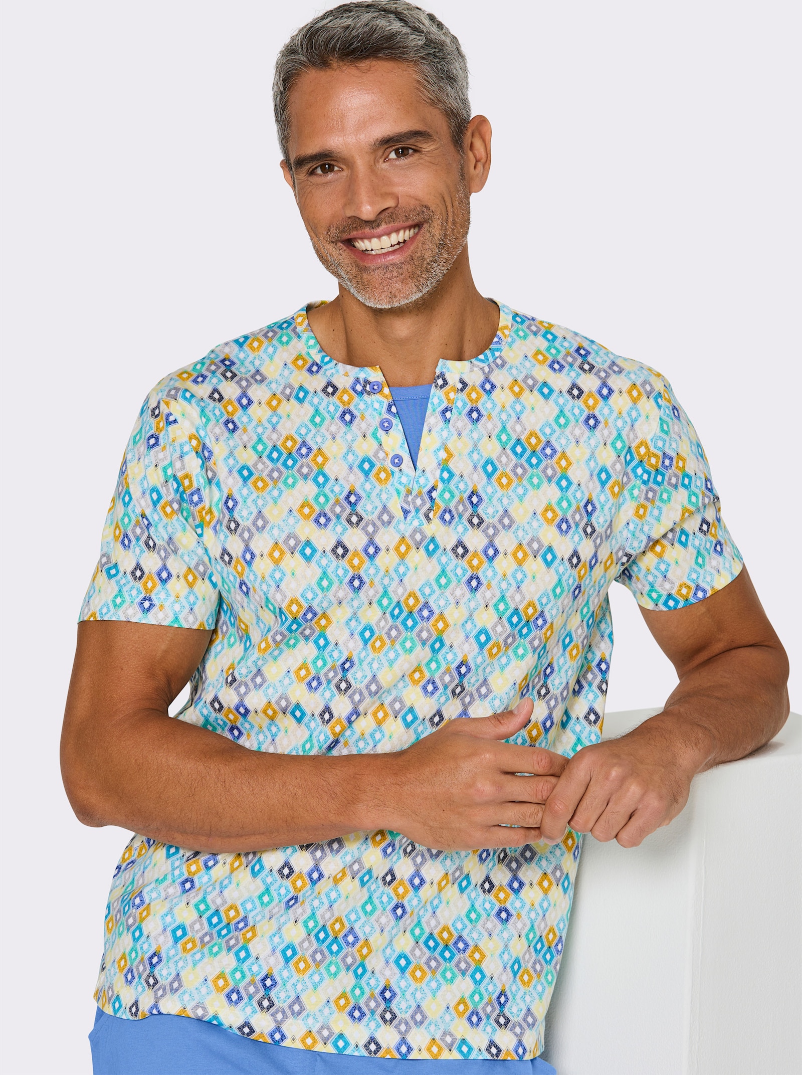 wäschepur men Shorty - mittelblau-türkis-bedruckt